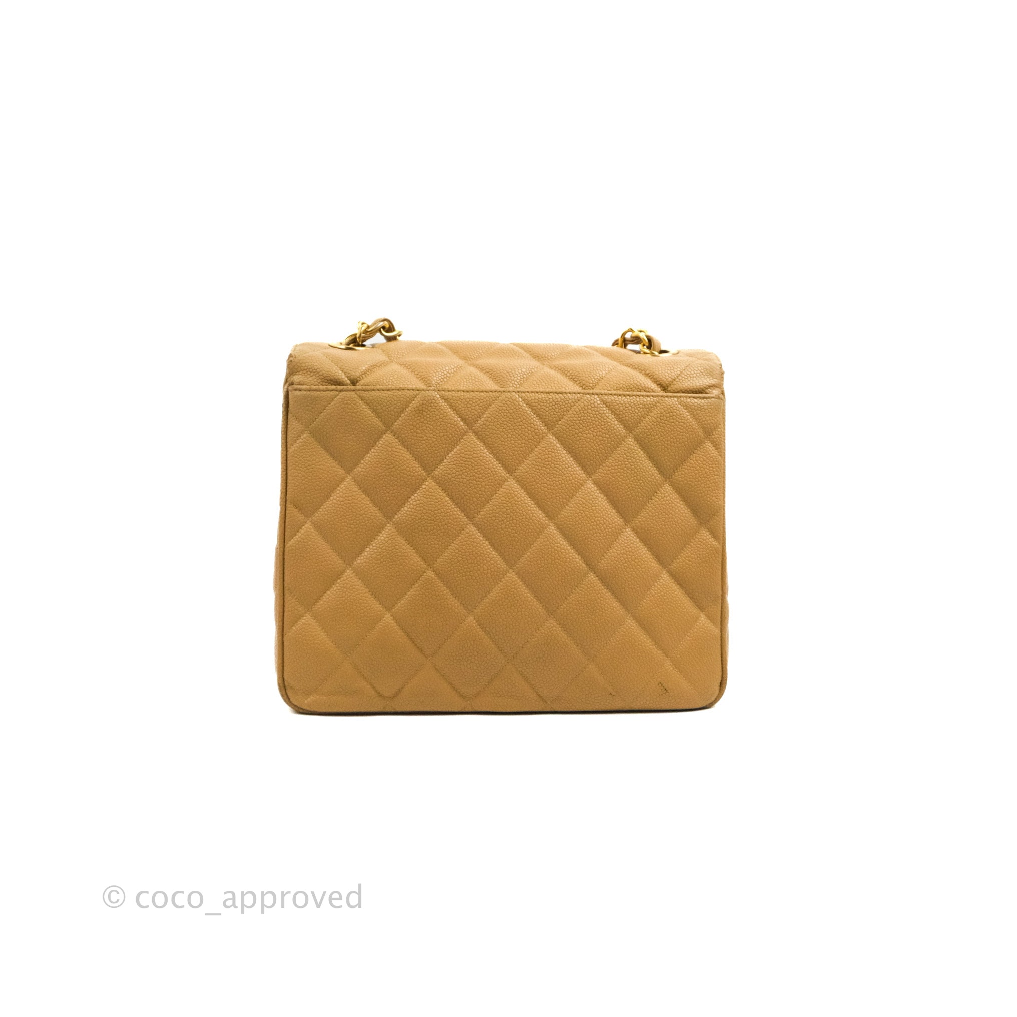 Chanel Vintage Beige Caviar CC Logo Tote Bag with 24k Gold