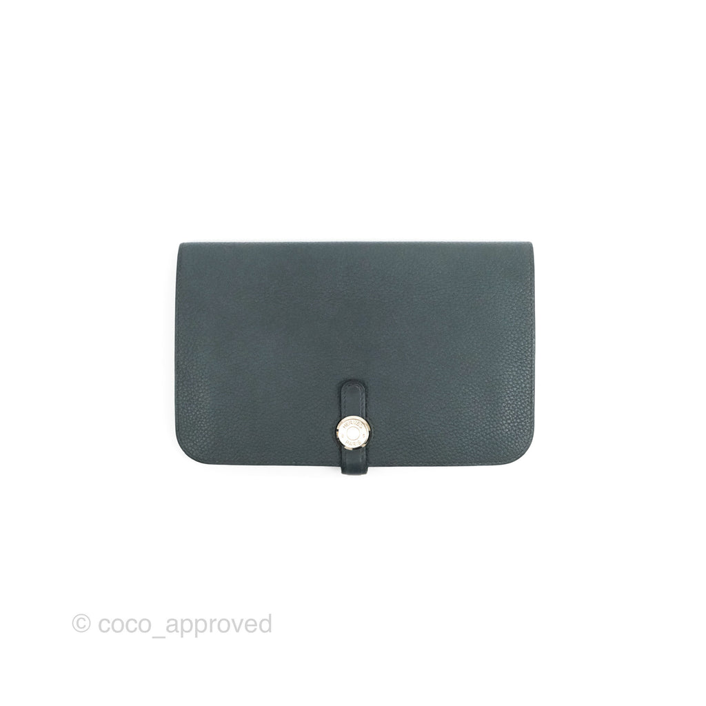 Hermes Dogon Duo Combined Wallet Dark Grey Blue TM Palladium Hardware