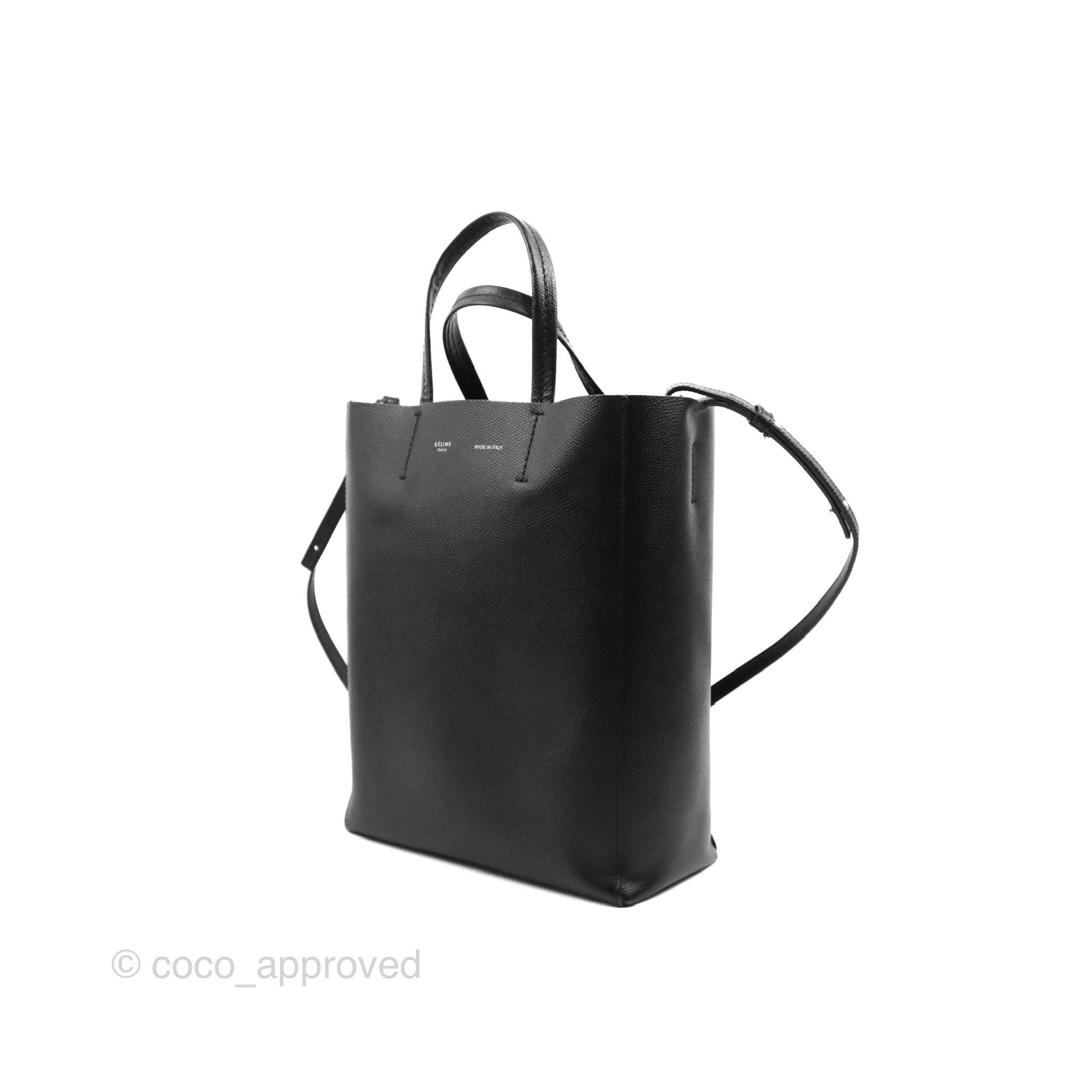 CELINE Cabas Vertical Satchel/Top Handle Bag Small Dark Brown  Canvas/Leather