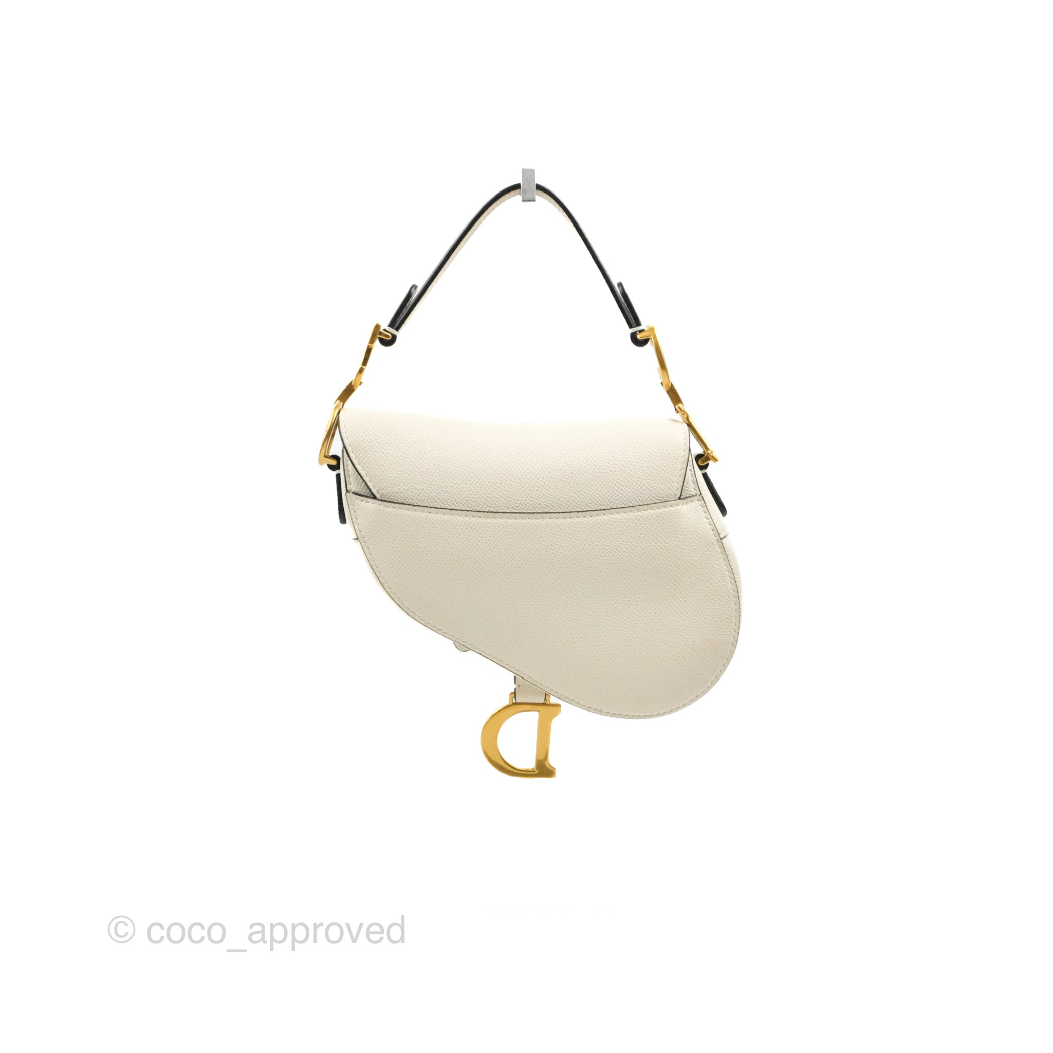 Christian Dior Mini Saddle Bag White Grained Calfskin Gold