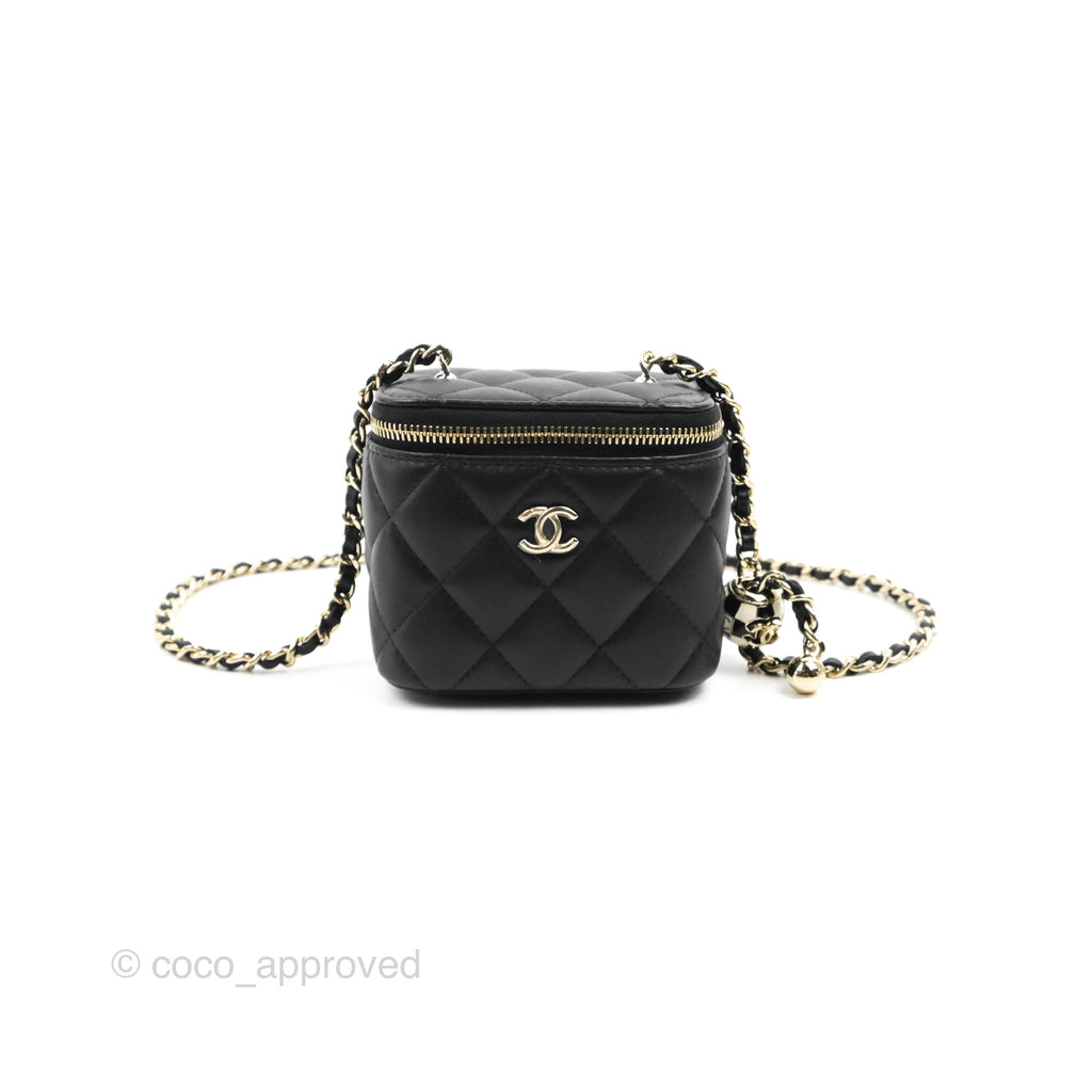 Chanel Mini Ball Crush Vanity With Chain Black Lambskin Gold Hardware