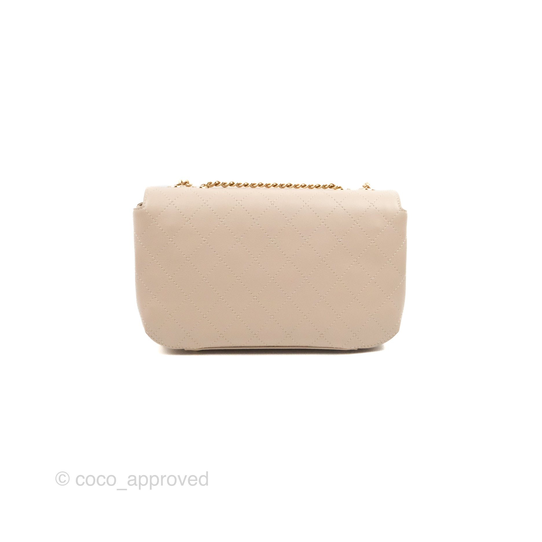 Chanel Flat Quilted Flap Bag Light Beige Calfskin Gold Hardware