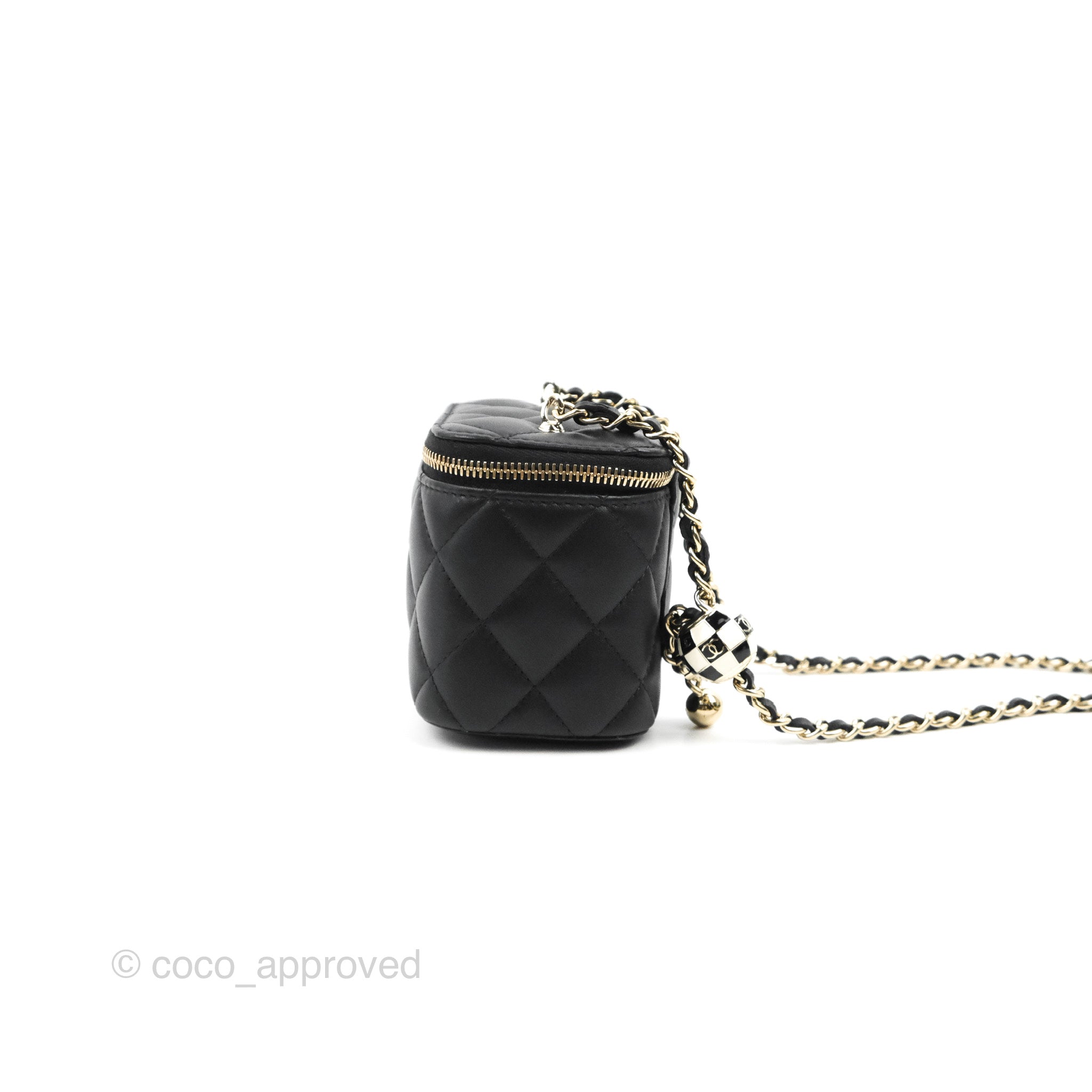 Chanel Mini Ball Crush Vanity With Chain Black Lambskin Gold Hardware –  Coco Approved Studio