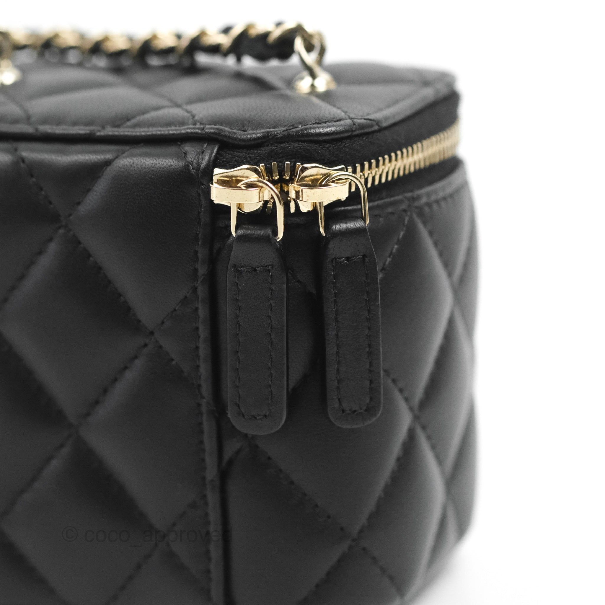 Chanel Mini Vanity Case Chain Clutch Black Lambskin Gold Hardware – Madison  Avenue Couture