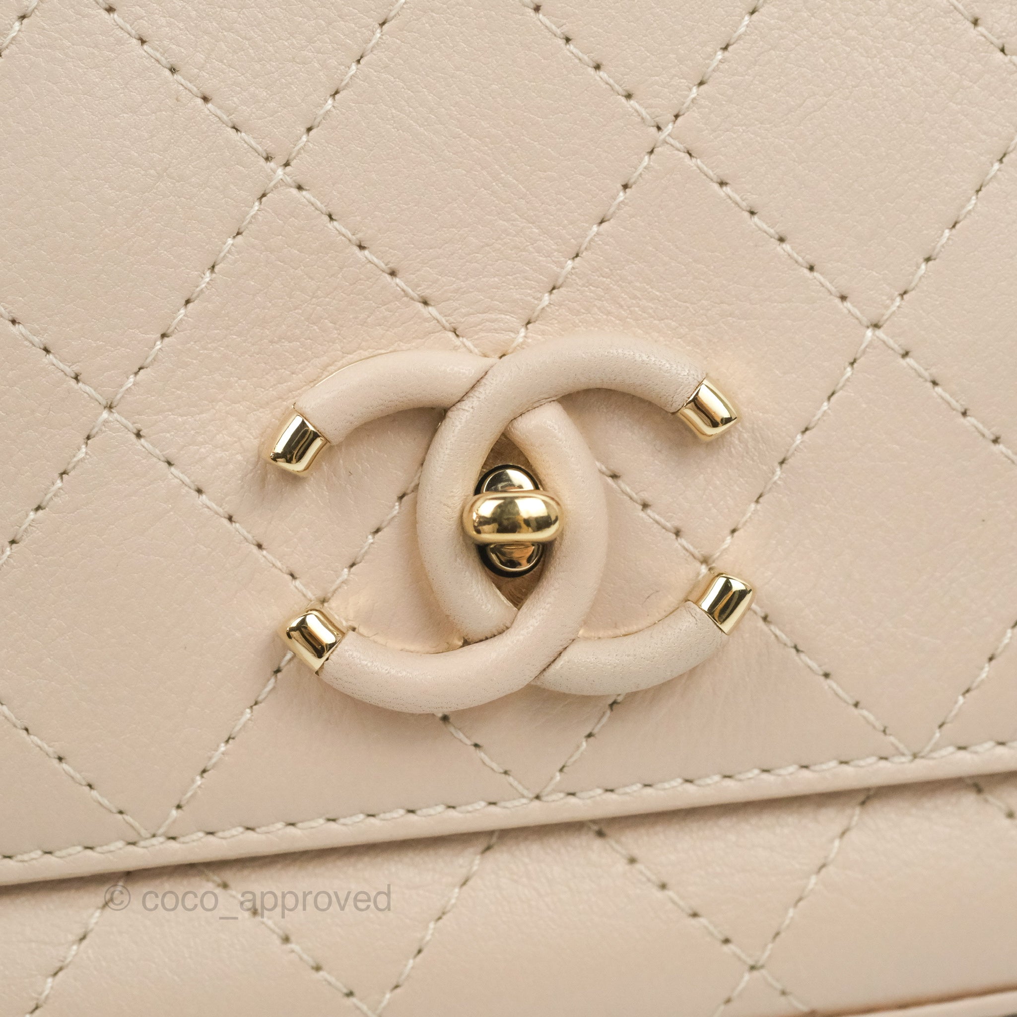 Chanel Flat Quilted Flap Bag Light Beige Calfskin Gold Hardware – Coco  Approved Studio