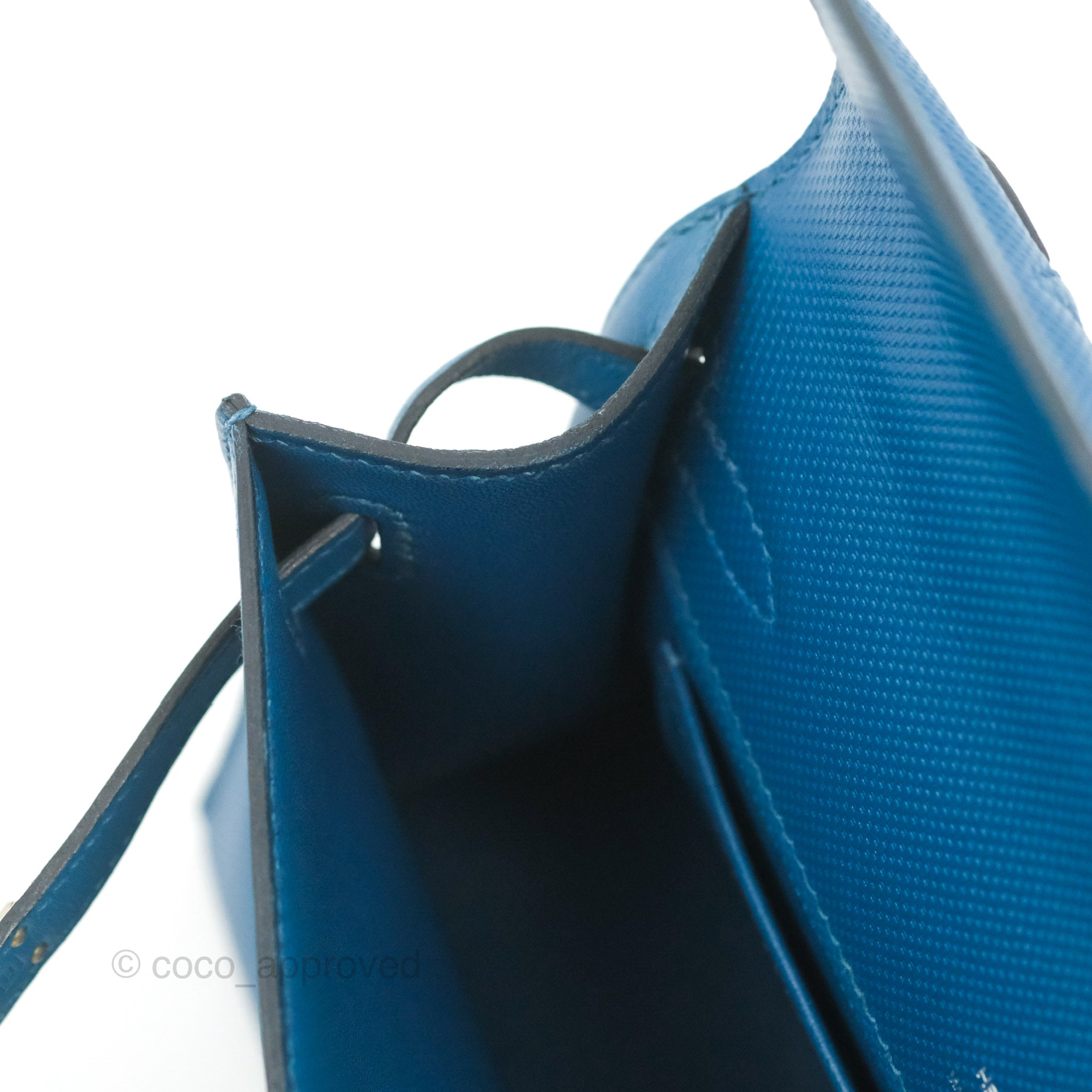 Hermes Kelly Pochette Bleu Paradis Swift Palladium Hardware #T - Vendome  Monte Carlo