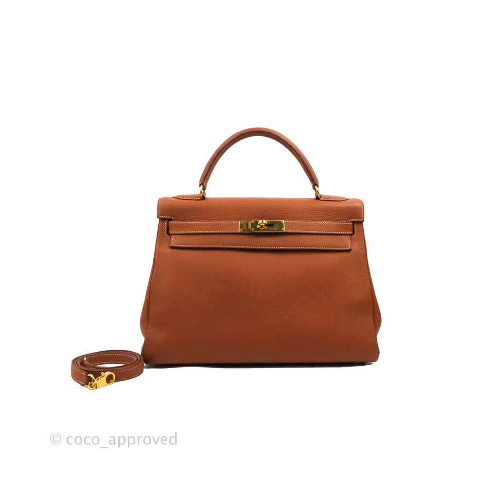 Hermès Kelly 32 Retourne Gold Clemence Gold Hardware