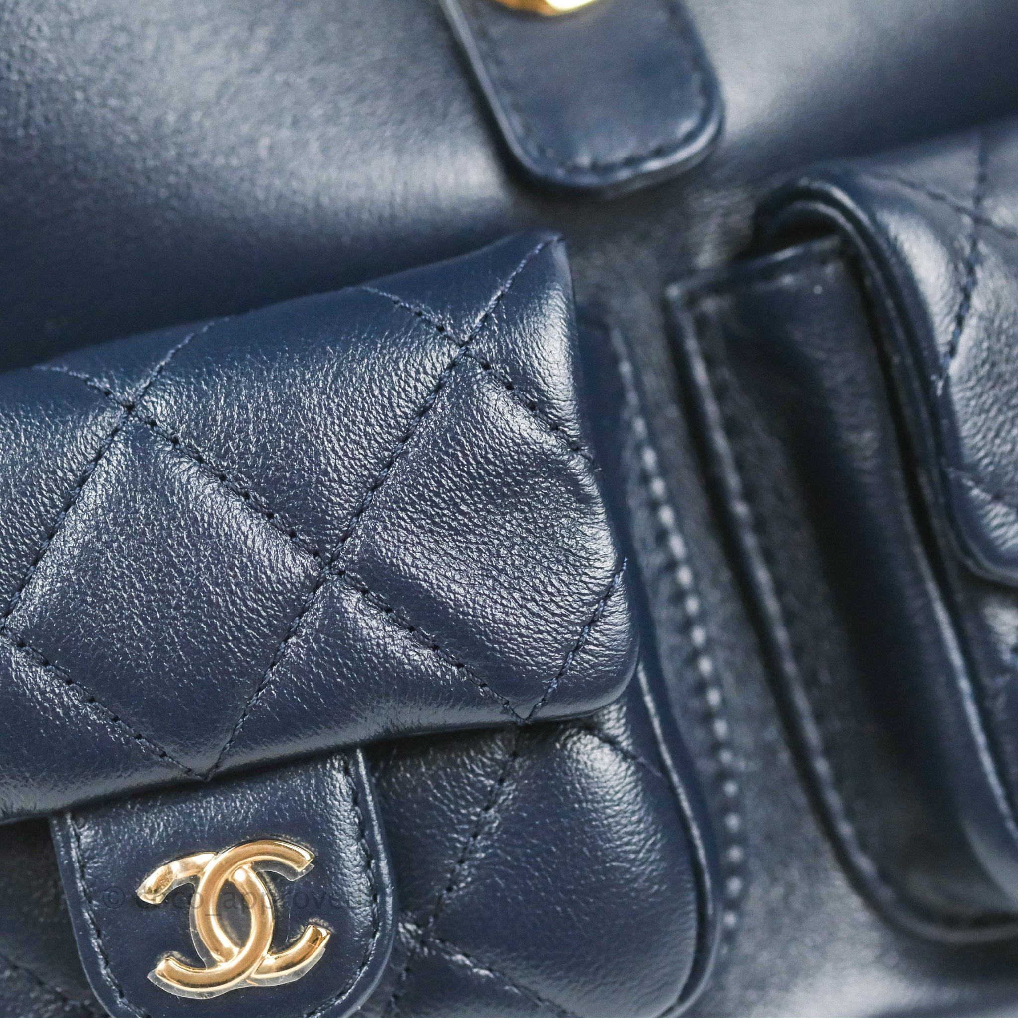 Chanel Duma Backpack Medium Navy Calfskin Gold Hardware 23P – Coco Approved  Studio