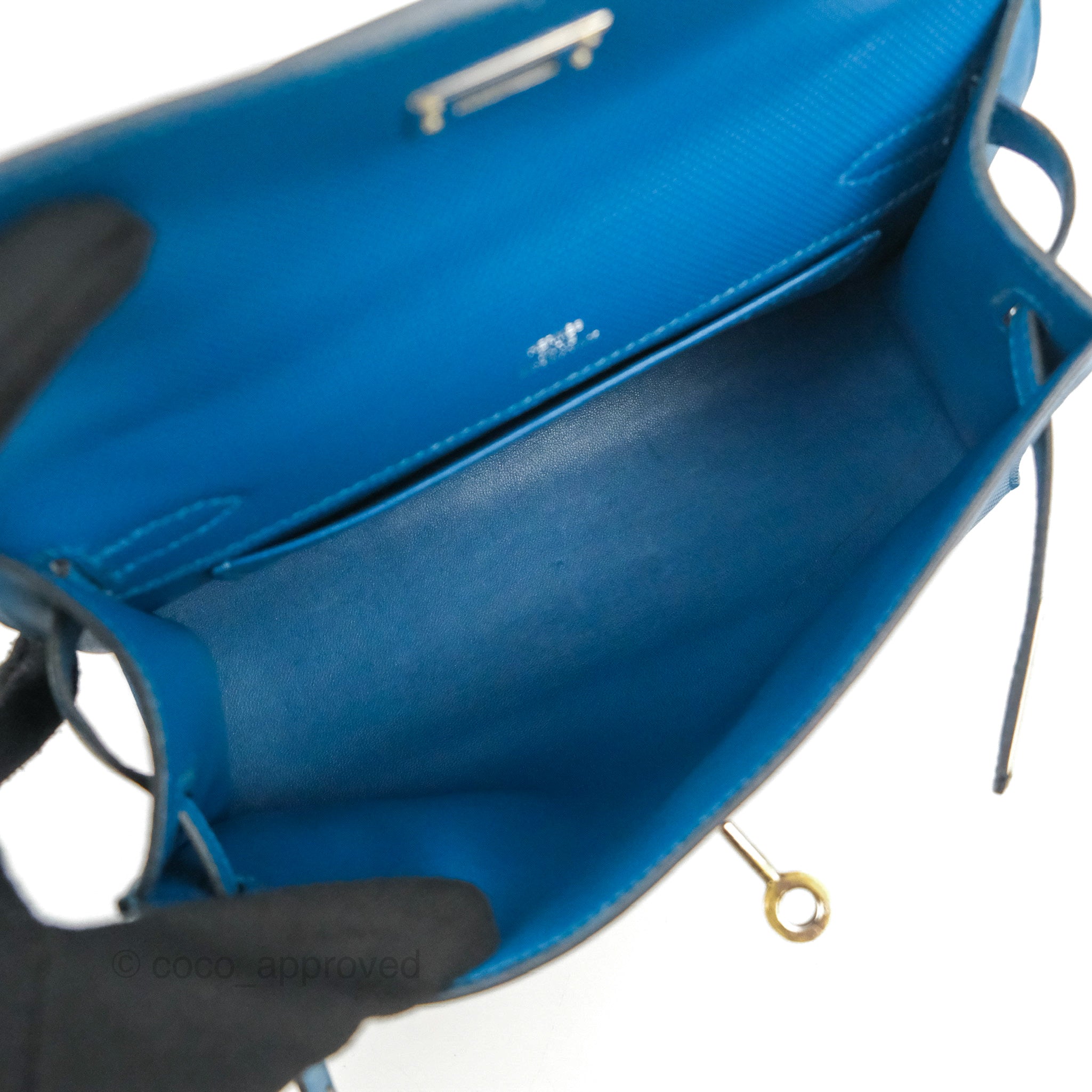 Hermes Kelly Pochette Clutch Bag Sublime Blue Paradise Swift Palladium