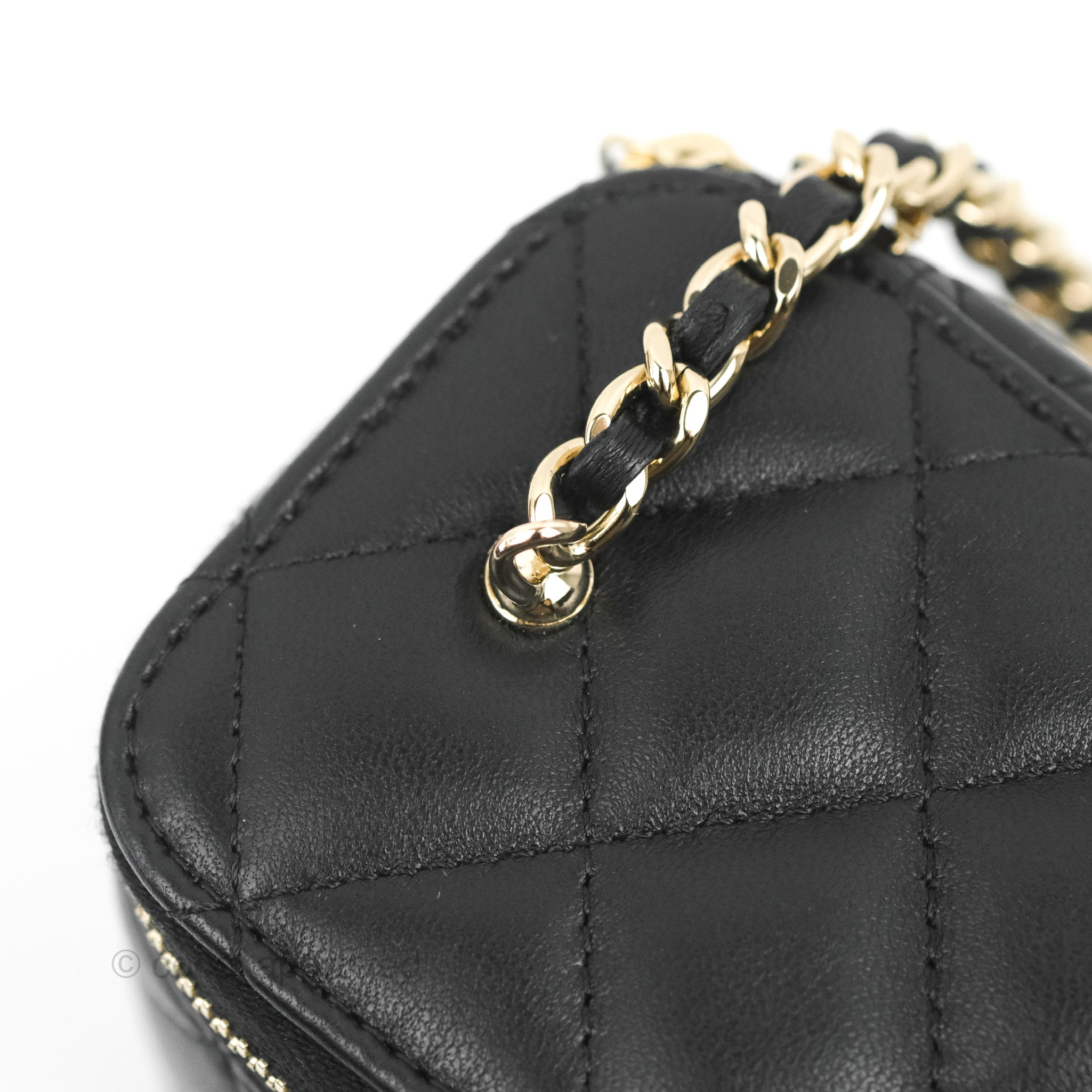 Chanel Mini Vanity Case Chain Clutch Black Lambskin Gold Hardware – Madison  Avenue Couture