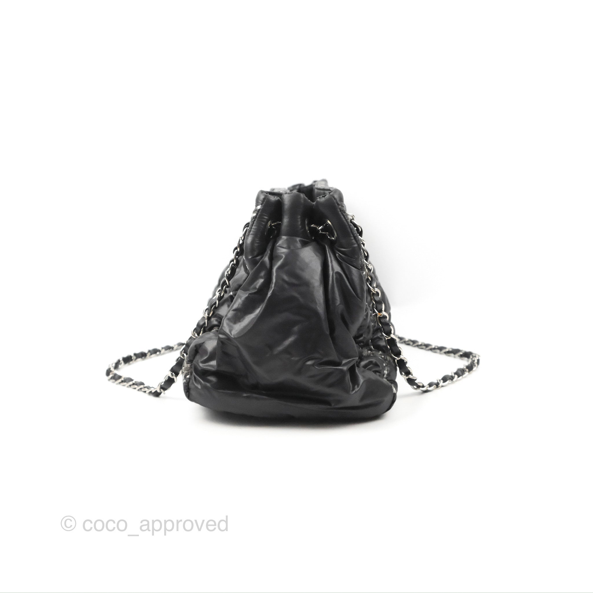 CHANEL Quilted Leather Drawstring Large Bucket Bag Black