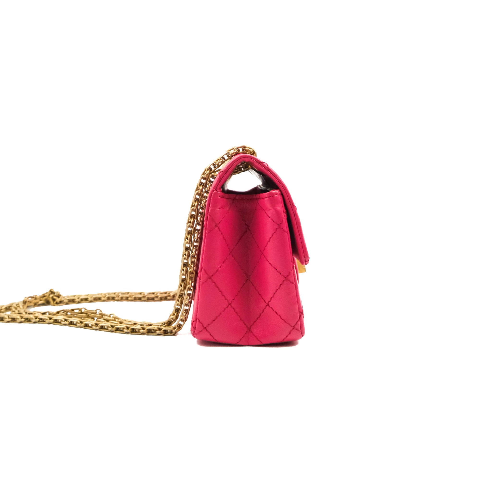 Chanel Mini Reissue 224 Fuschia Pink Aged Calfskin Aged Gold Hardware
