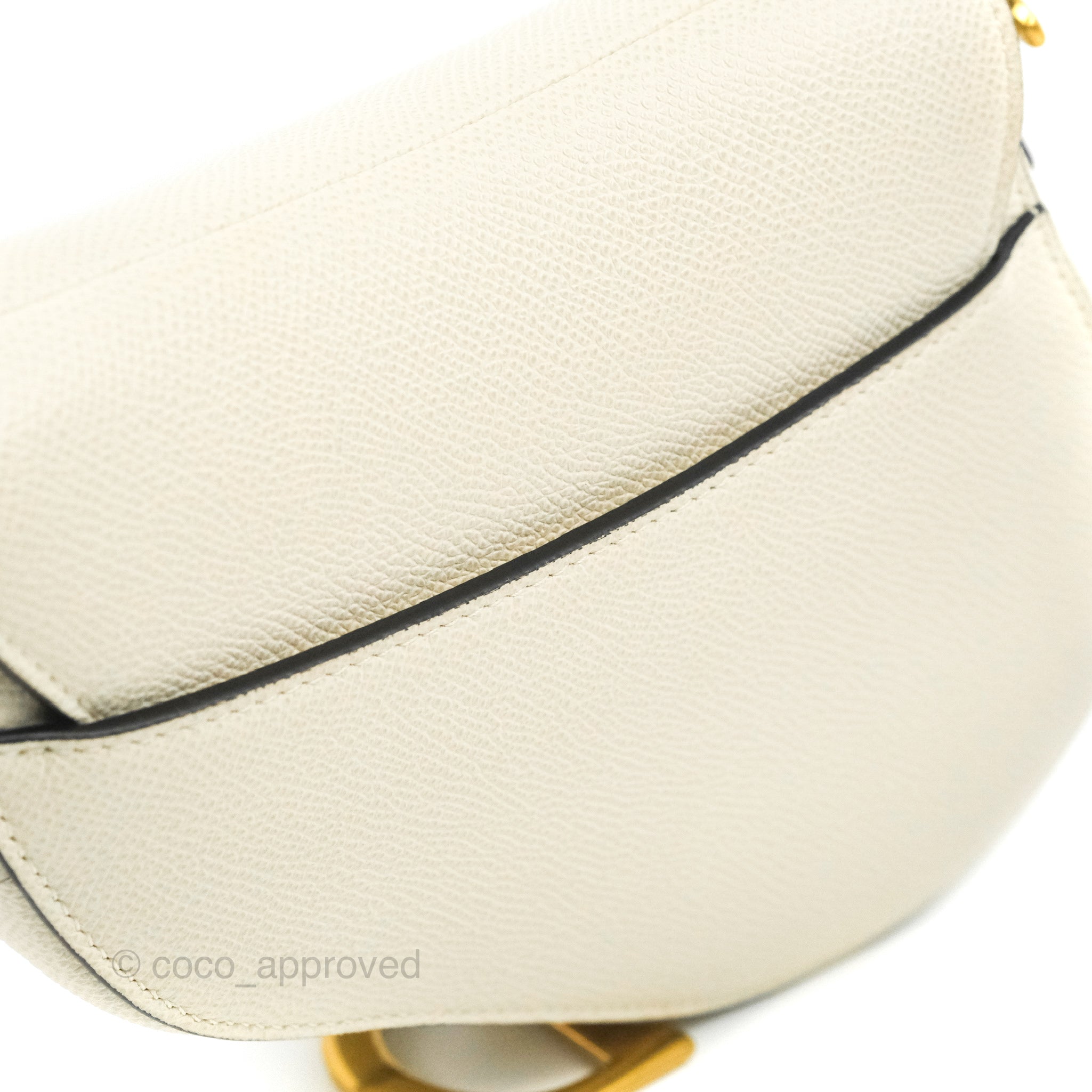 CHRISTIAN DIOR Grained Calfskin Mini Saddle Bag White 1300536