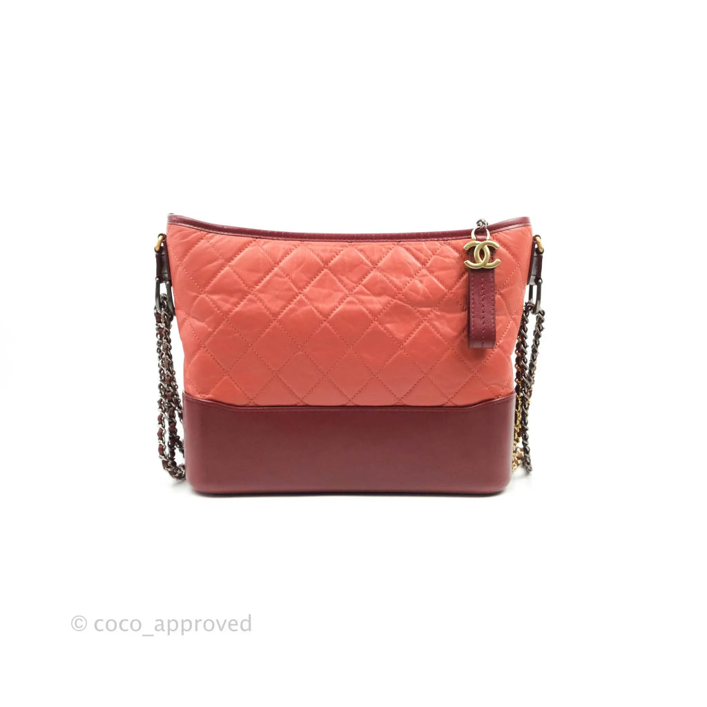 Chanel Large Gabrielle Hobo Red Aged Calfskin Mixed Hardware