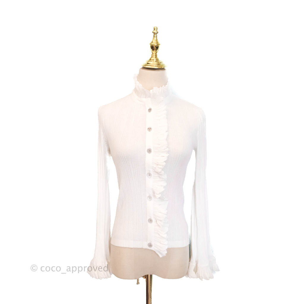 Chanel White Cardigan Top 34 Size