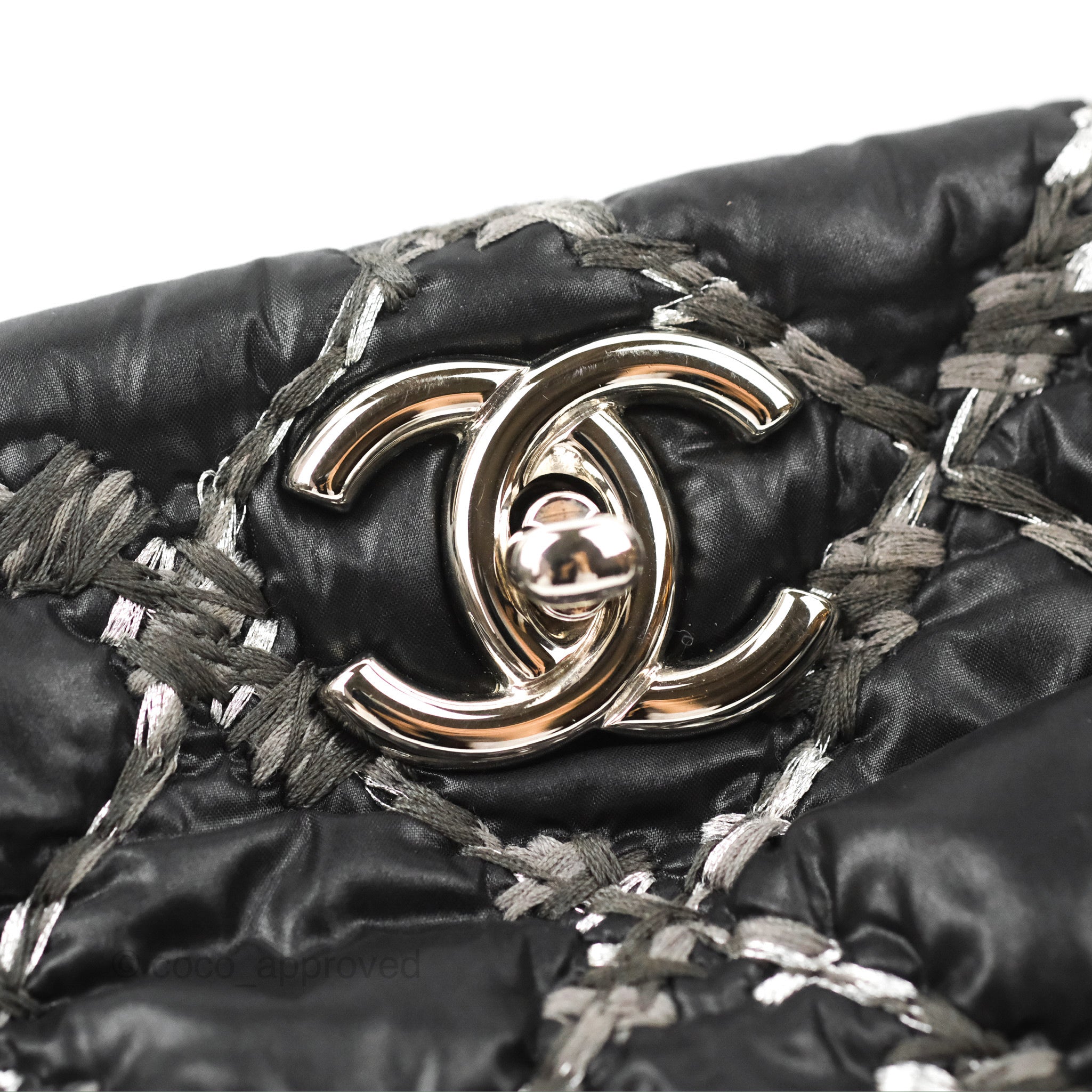 Chanel Burgundy Quilted Nylon Tweed on Stitch Flap Bag Silver Hardware, 2010-2011 (Very Good)
