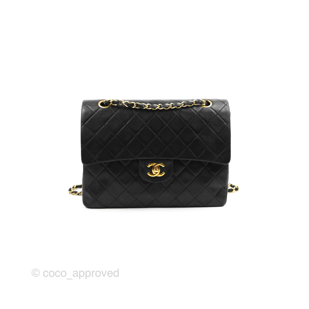 Chanel Vintage Square Flap Bag Black Lambskin 24K Gold Hardware – Coco  Approved Studio