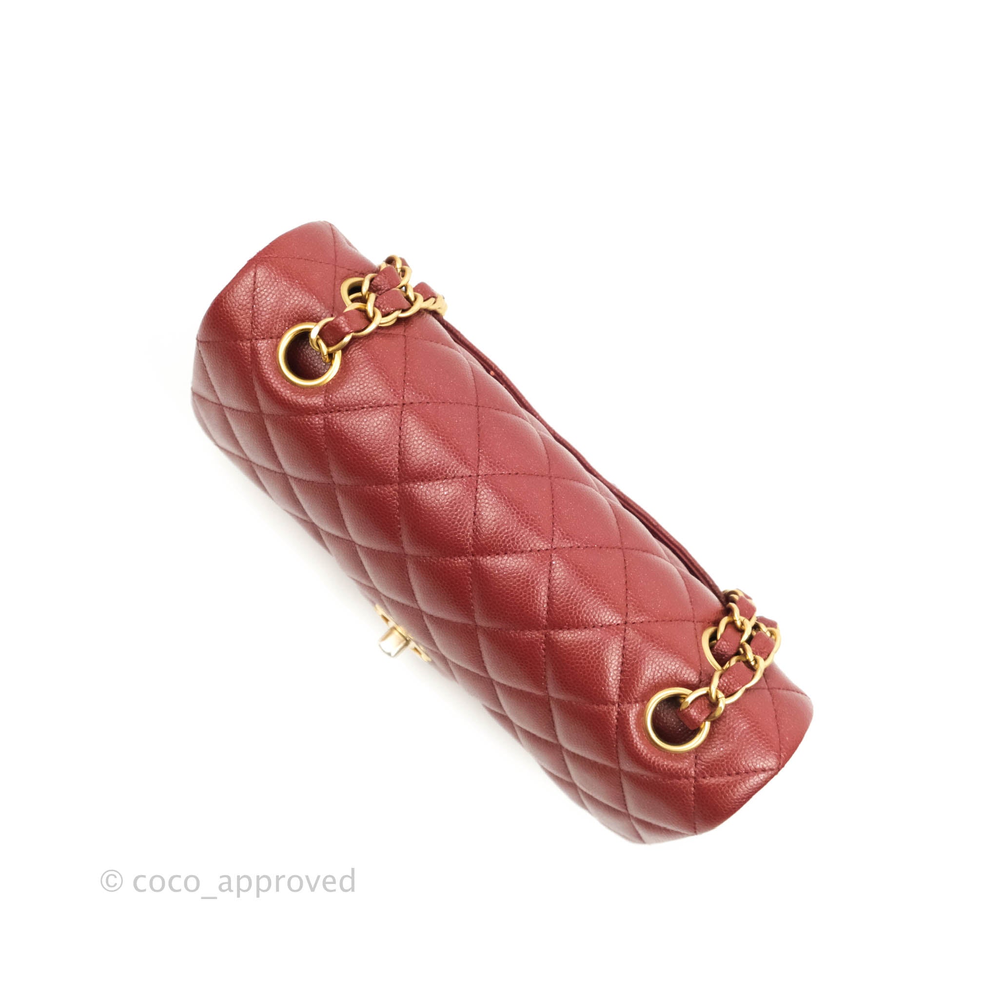 Chanel Small Classic Quilted Flap Iridescent Burgundy Caviar Aged Gold –  Coco Approved Studio