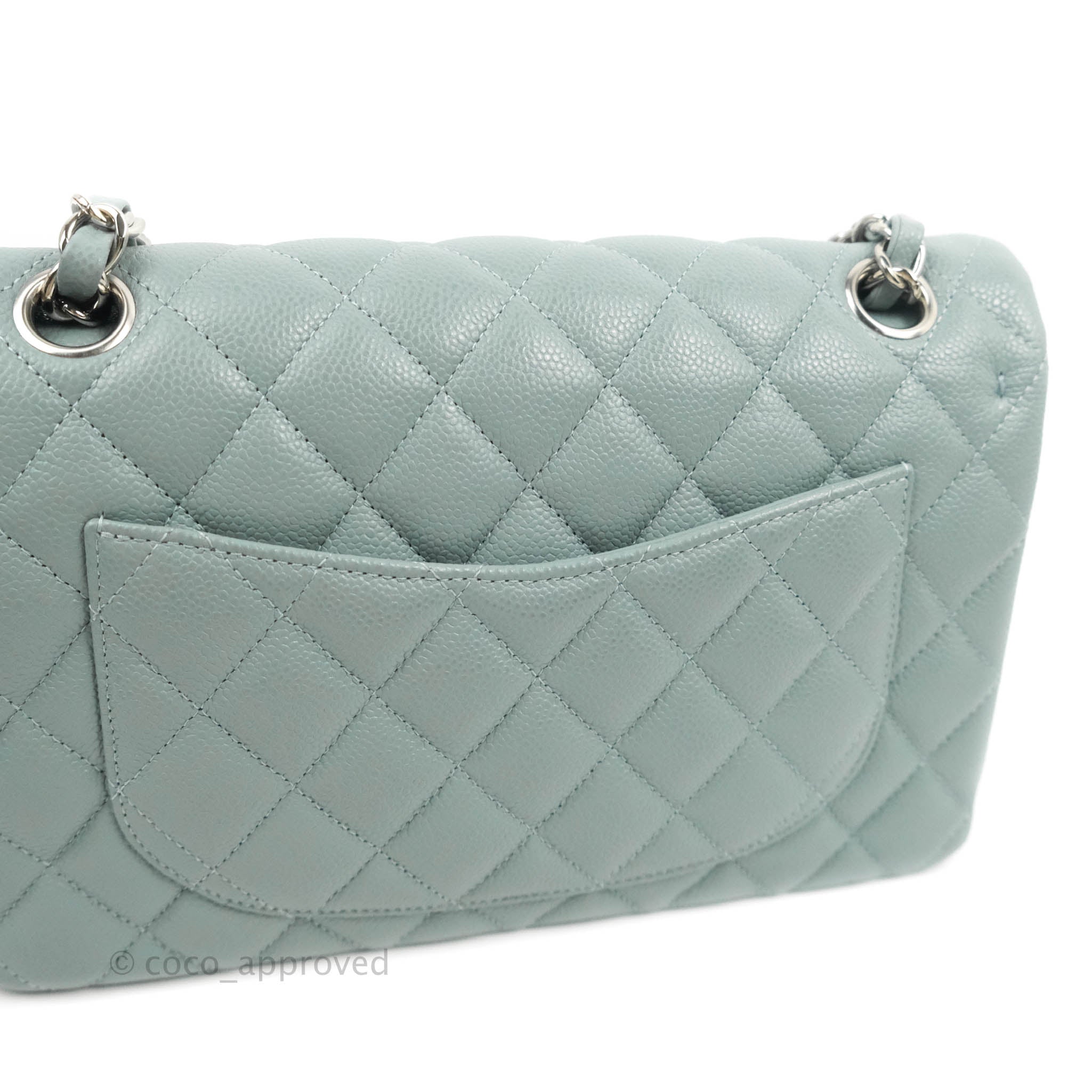 Chanel Classic Small S/M Flap Light Blue Caviar Silver Hardware 20B – Coco  Approved Studio