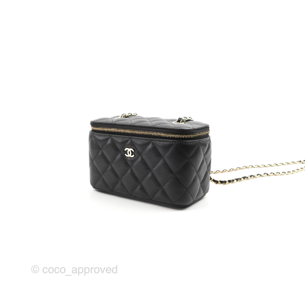 Chanel Classic Vanity with Chain Black Caviar Gold Hardware