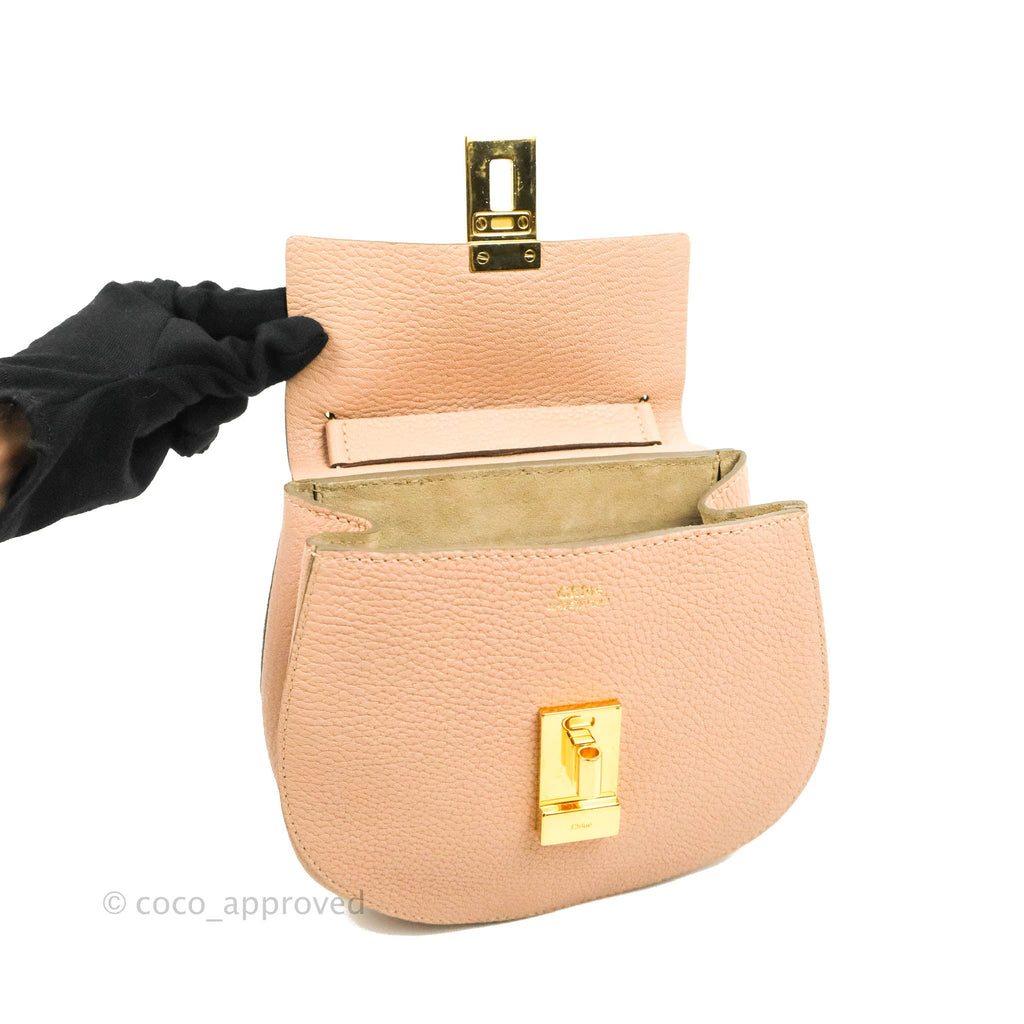 Chloe Drew Crossbody Bag Pink Grained Leather