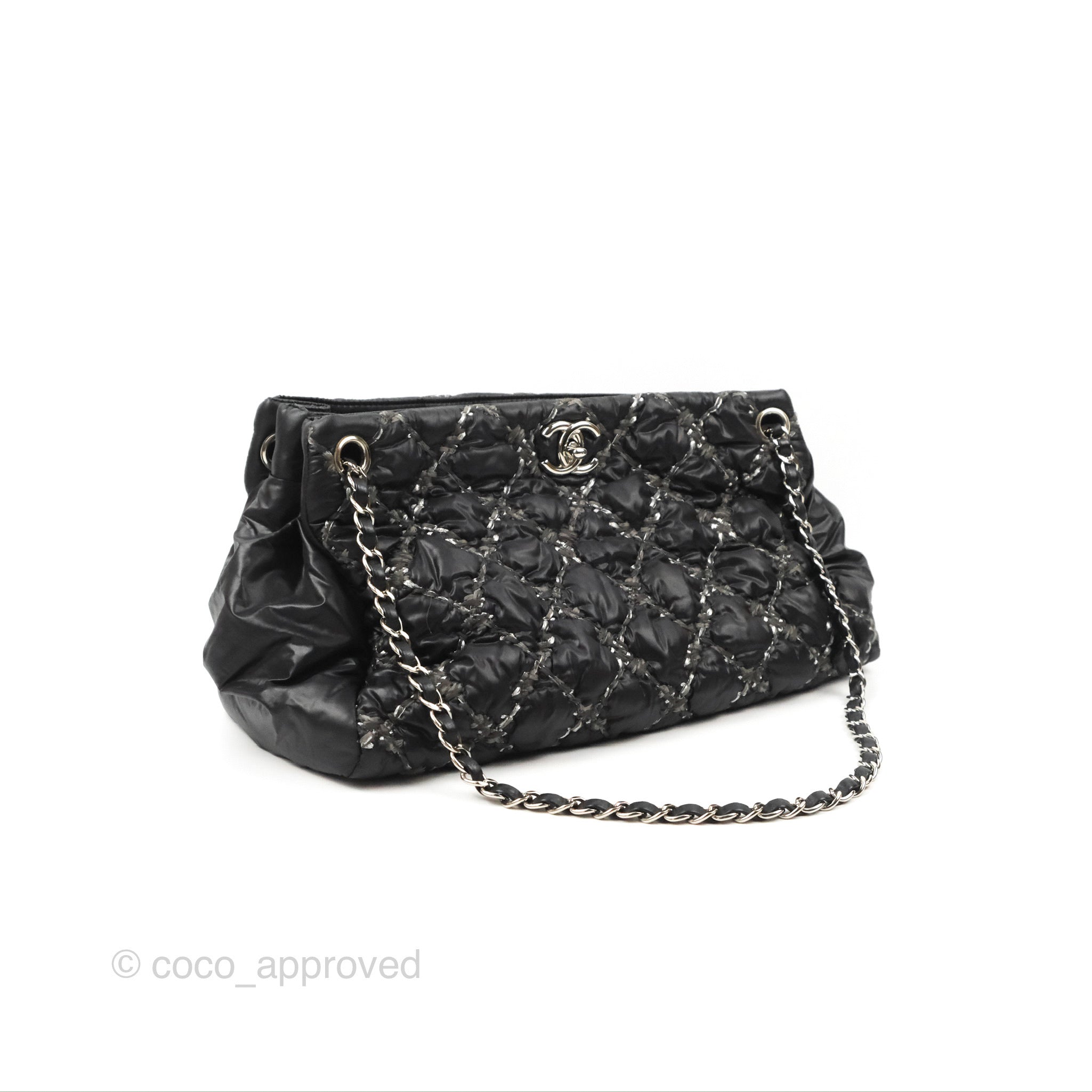 Chanel Large Tweed on Stitch Tote Quilted Nylon Black – Coco Approved Studio