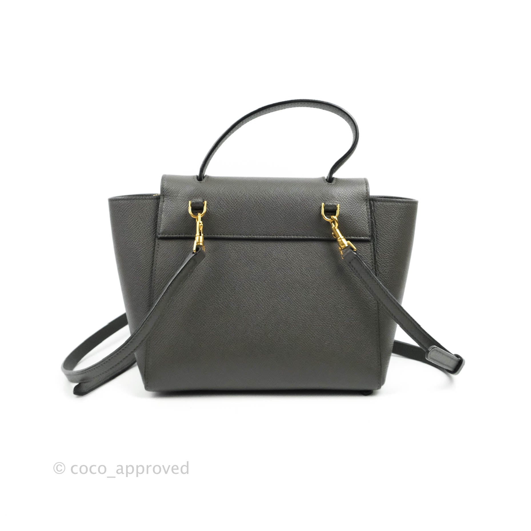 Celine Nano Belt Bag Grey Grained Calfskin Gold Hardware – Coco