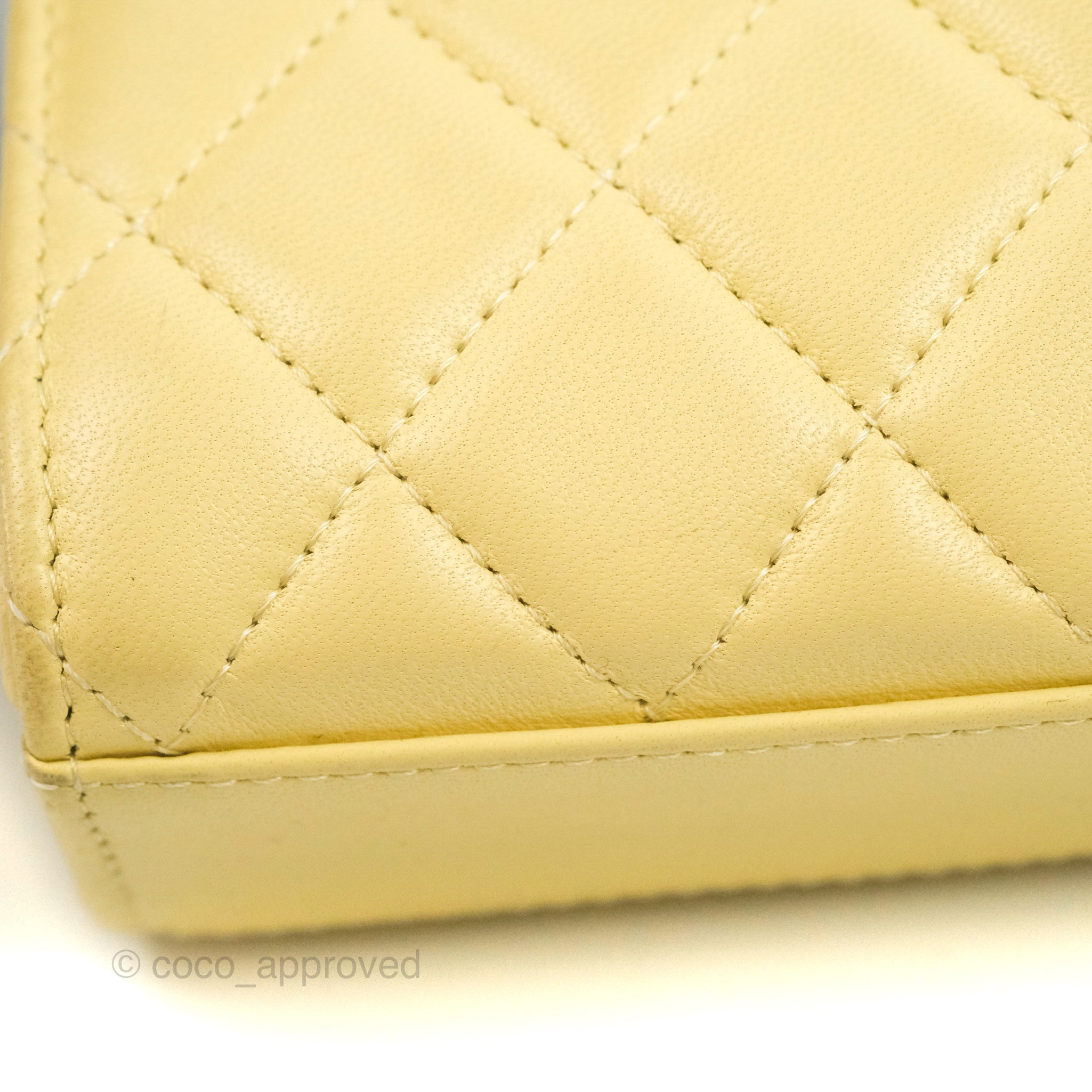 Chanel Classic Flap Phone Holder Bag Crossbody Chain Quilted Lambskin yellow