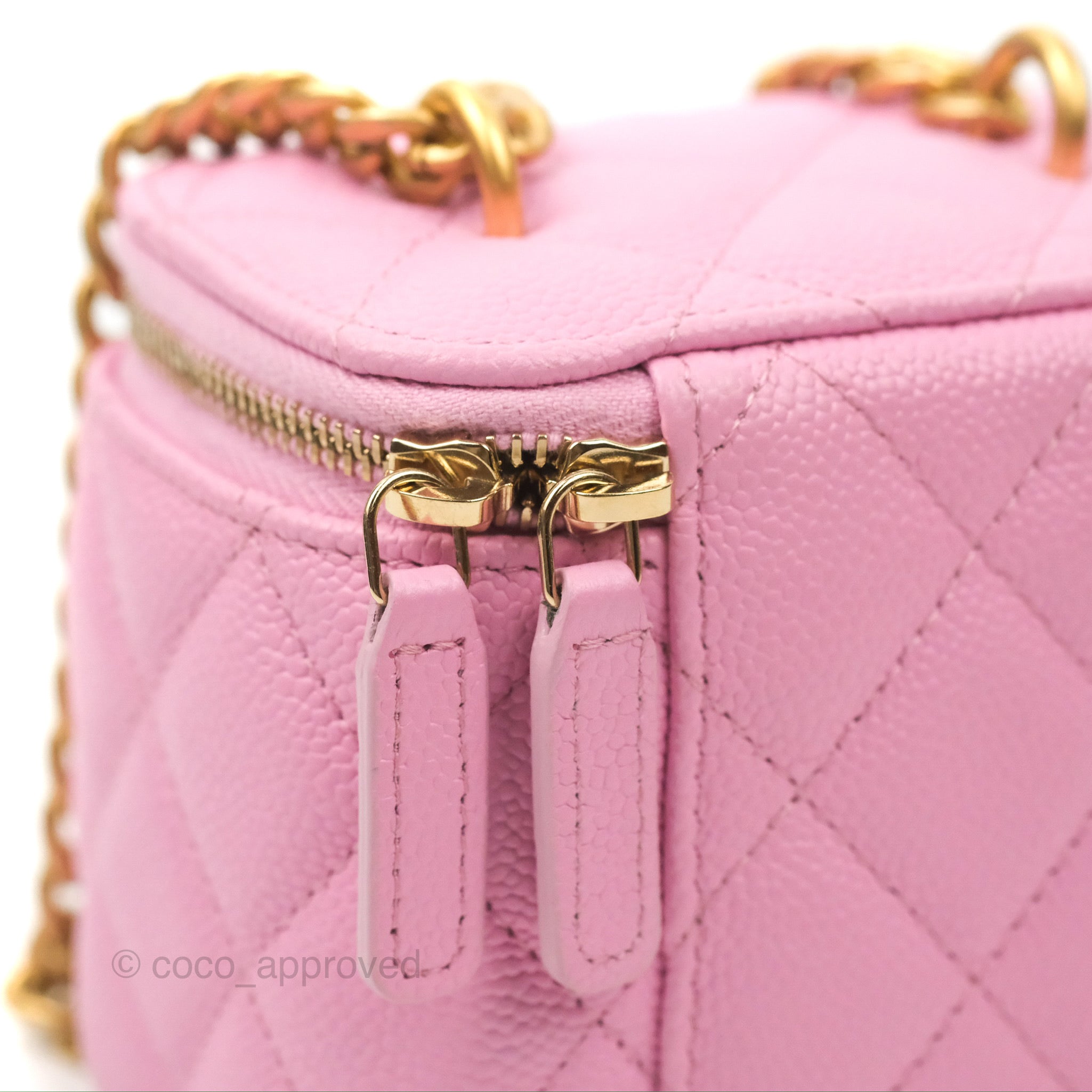 Chanel Pink Quilted Caviar Mini Vanity Crossbody Gold Hardware, 2021 (Very Good), Womens Handbag