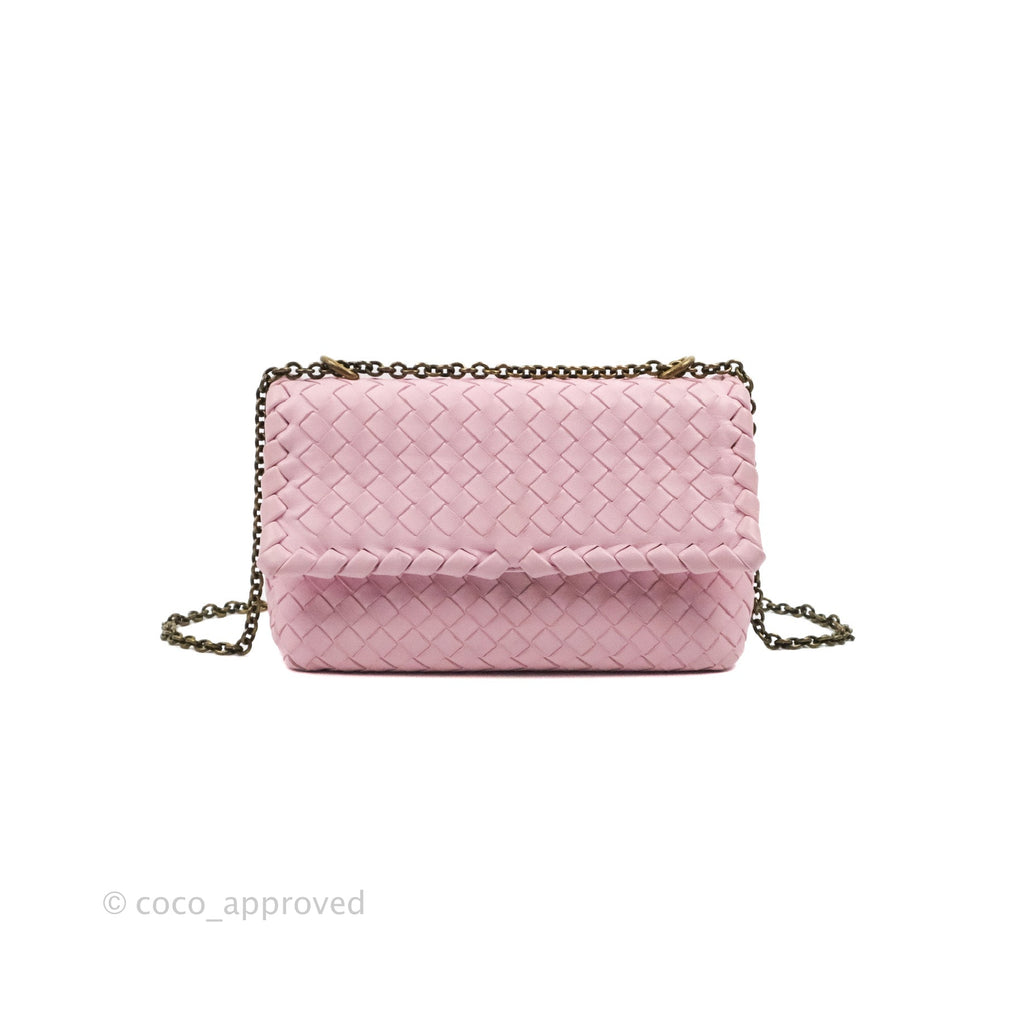 Bottega Veneta Baby Nappa Intrecciato Olimpia Shoulder Bag Pink