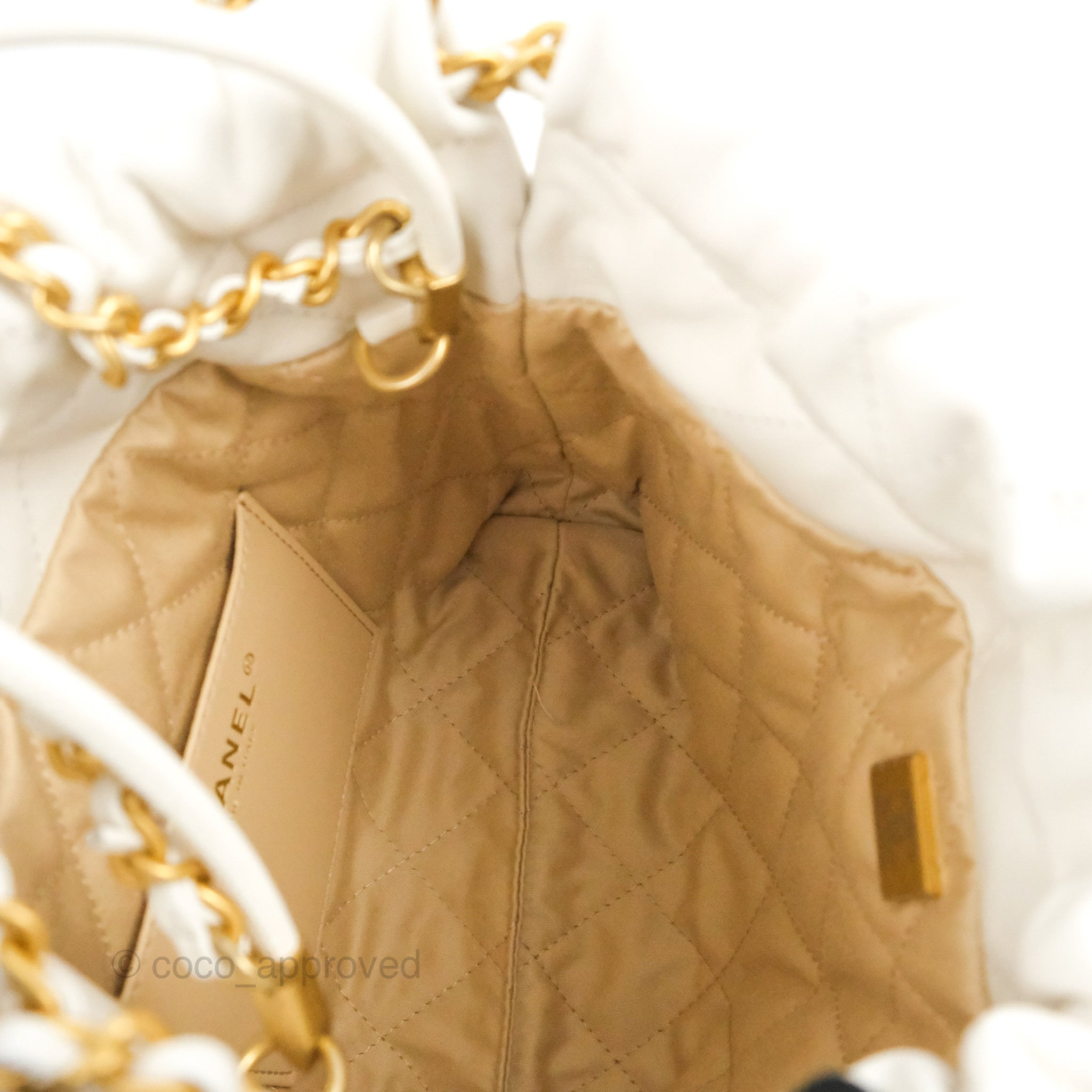Chanel Small 22 Bag White Calfskin Gold Hardware – Madison Avenue Couture