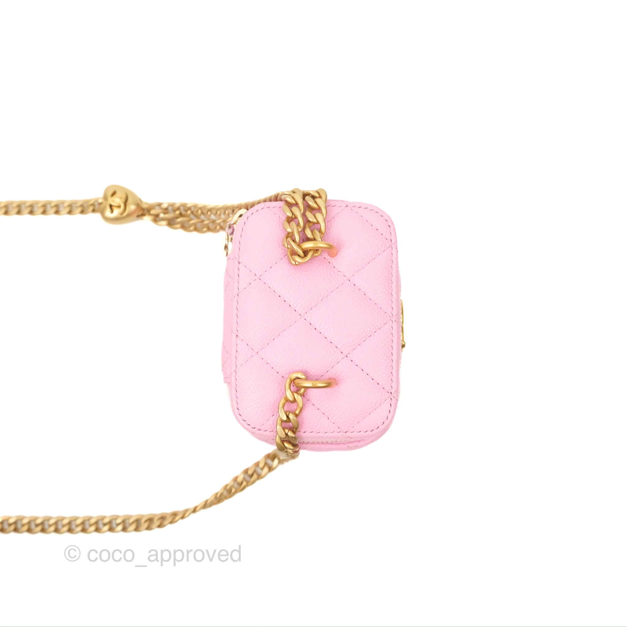 Chanel Quilted Heart Crush Mini Vanity With Chain Pink Caviar Aged