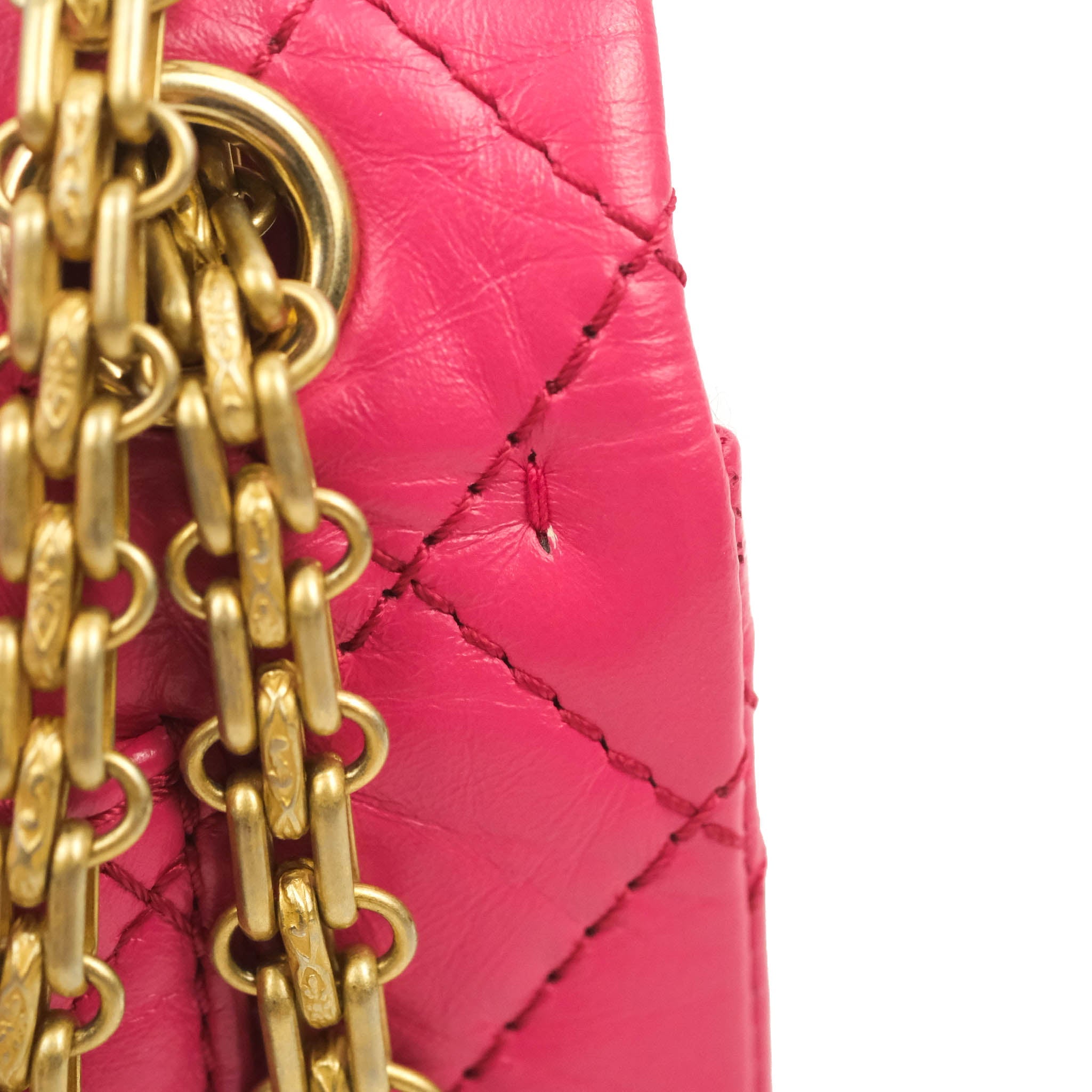Chanel Mini Reissue 224 Fuschia Pink Aged Calfskin Aged Gold