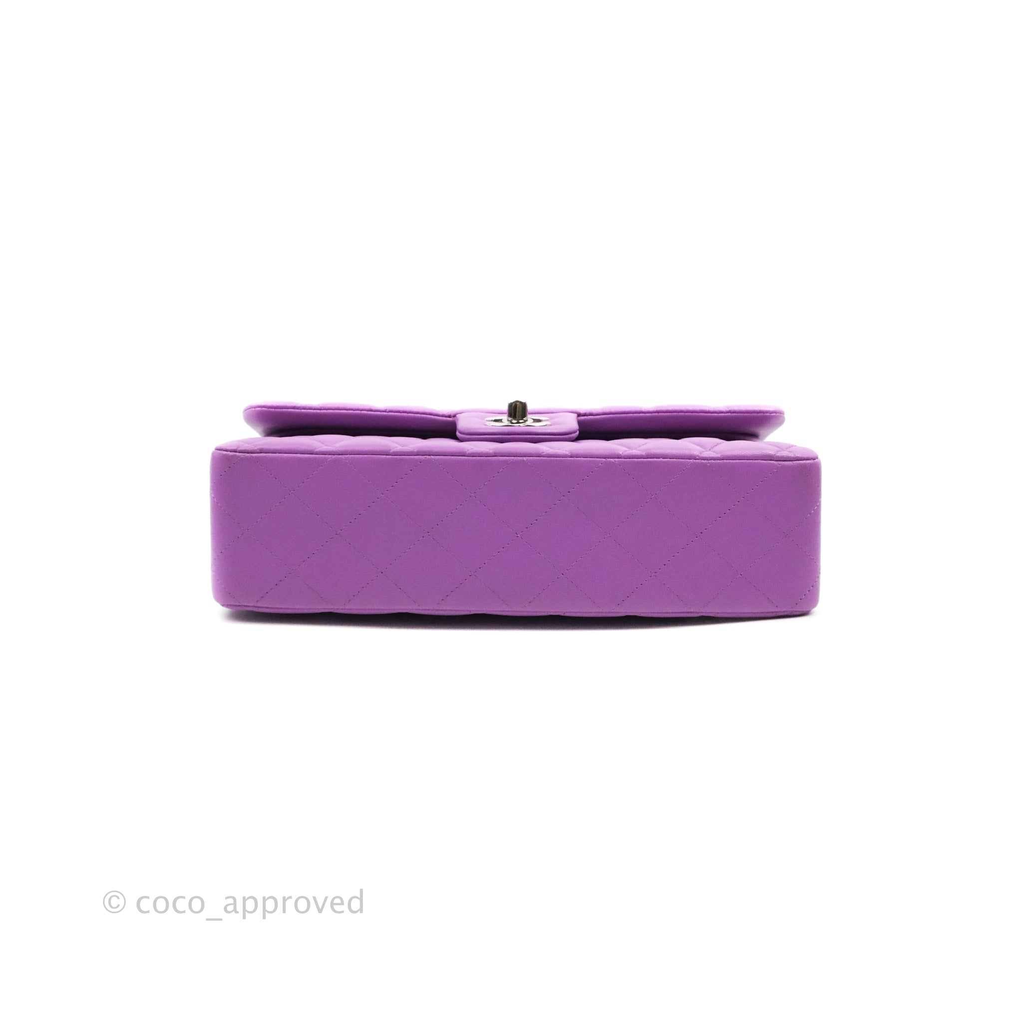 Chanel Mini rectangular purple lambskin with silver hardware 20C