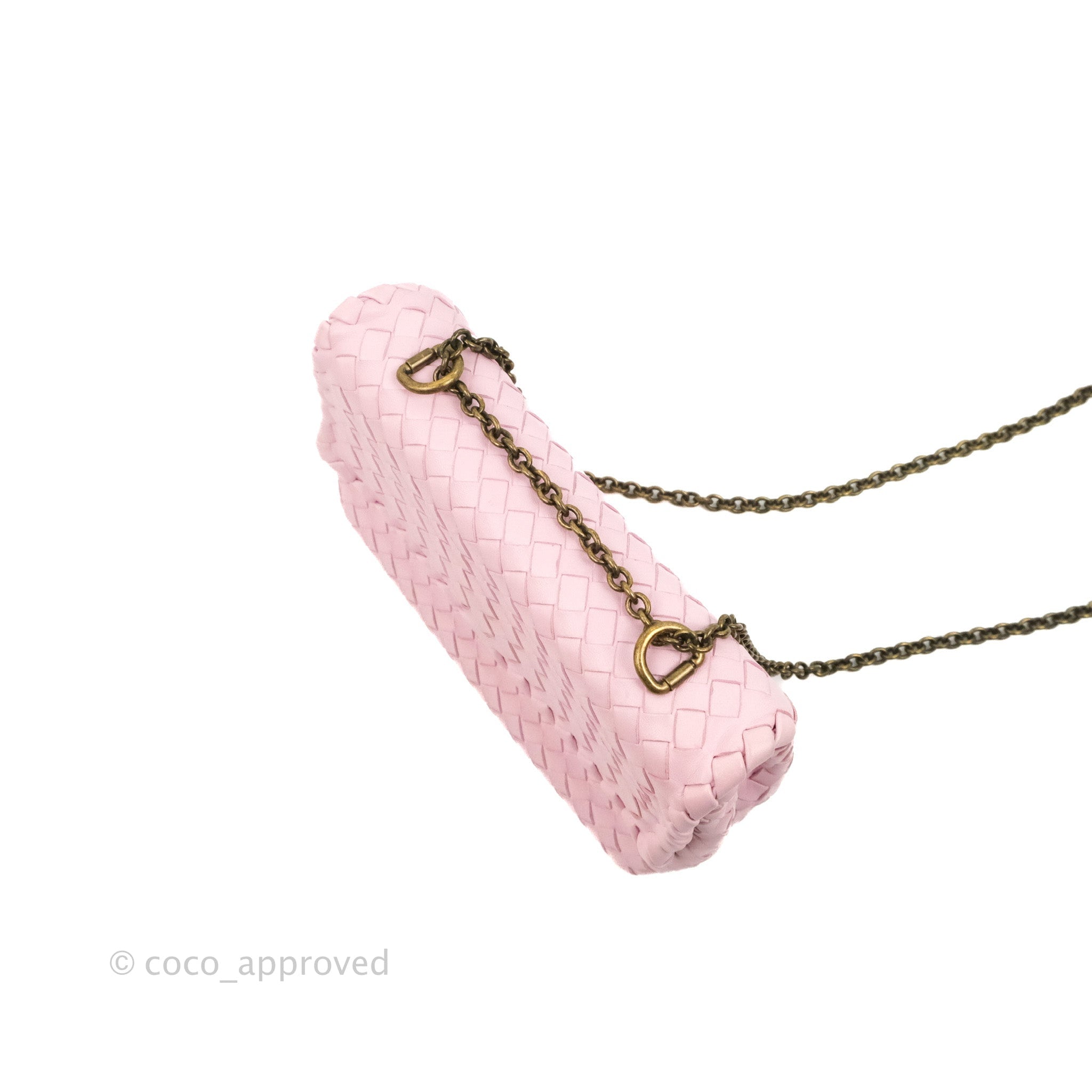 Bottega Veneta Baby Nappa Intrecciato Olimpia Shoulder Bag Pink 