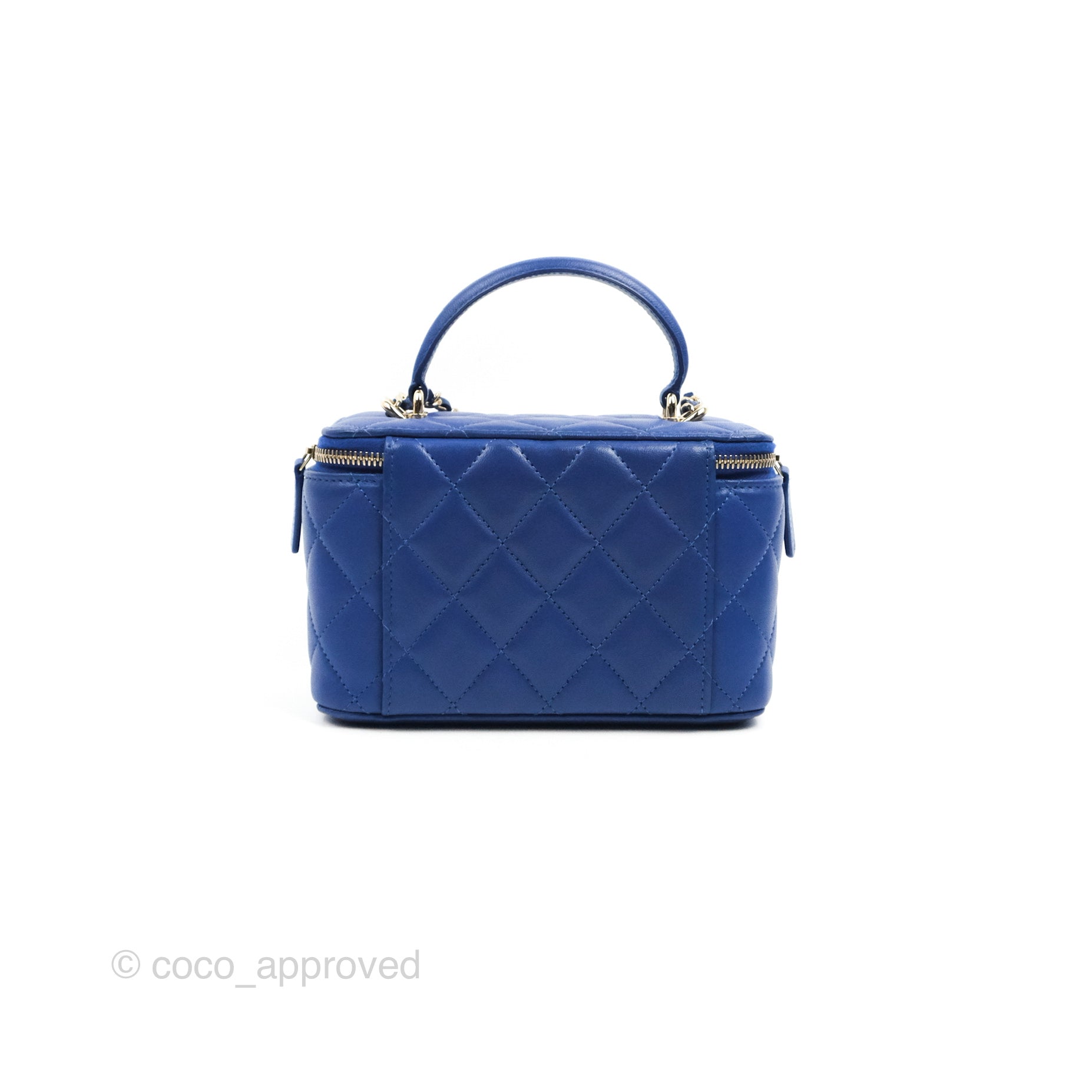Chanel Vanity Rectangular Top Handle Blue Lambskin Gold Hardware – Coco  Approved Studio