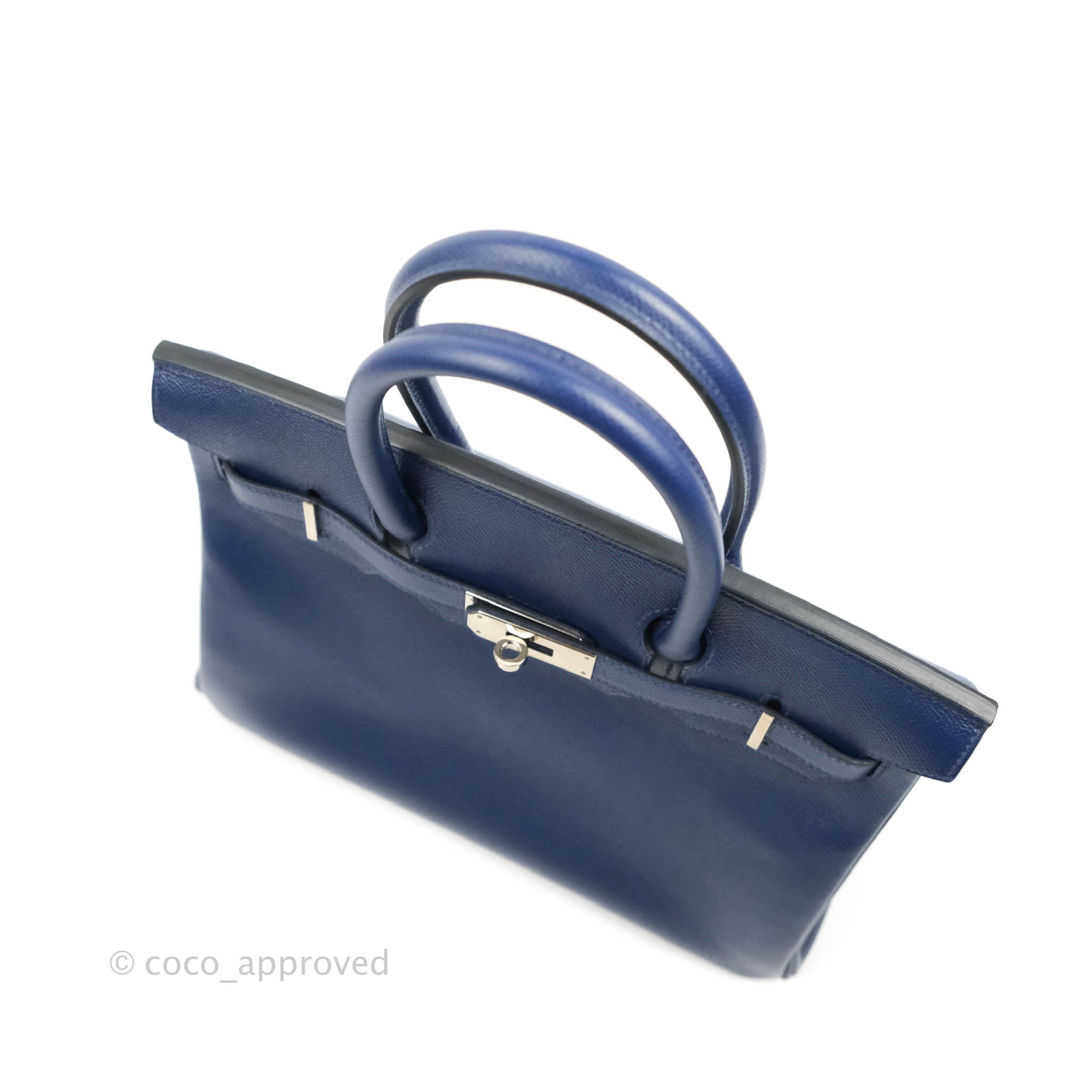 Hermes Navy Blue Swift Leather Palladium Hardware Birkin 25 Bag
