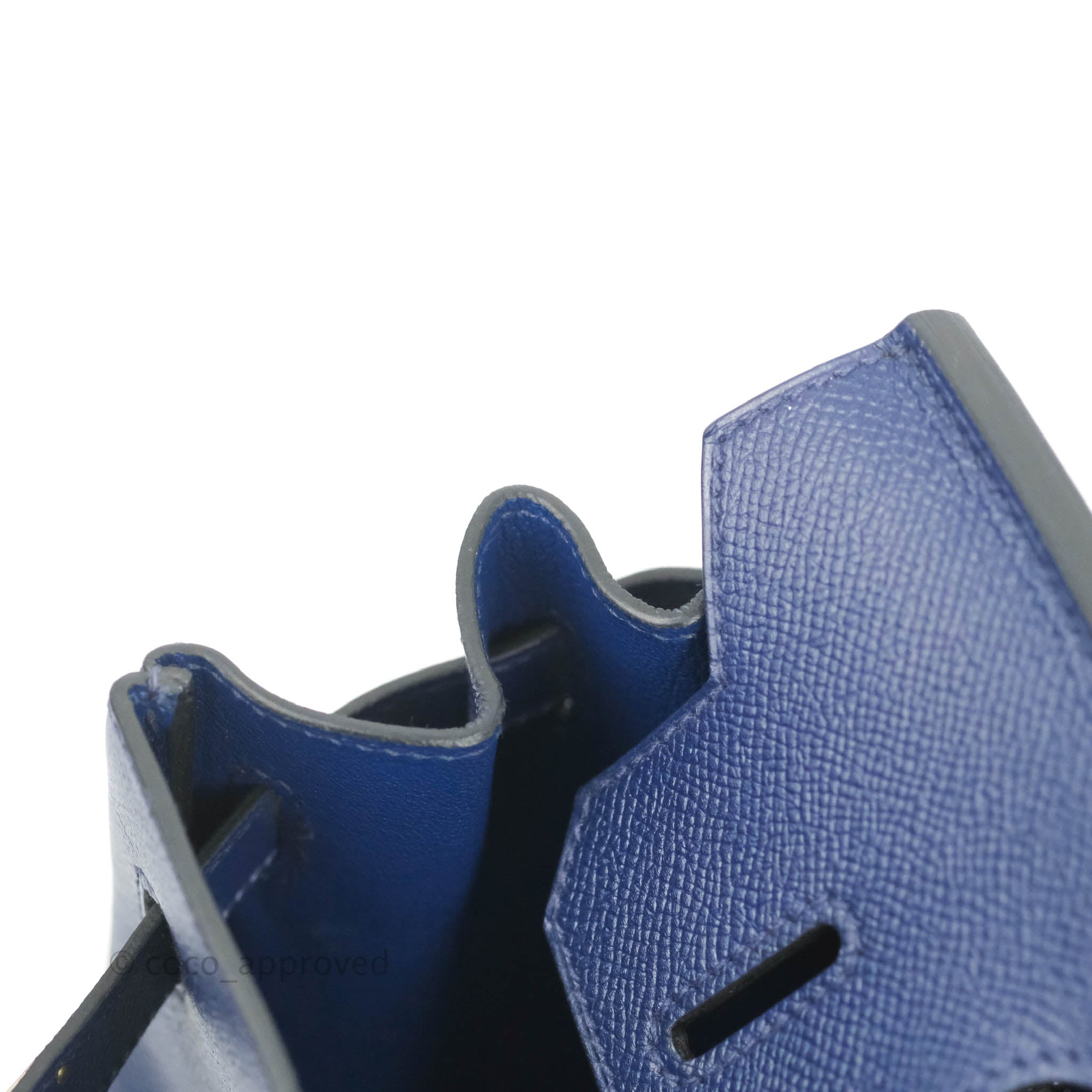 Hermes - Limited Edition Birkin 30 Cote-a-cote. $32,500. Color: Blue  Sapphire & Caban, Palladium Hardware Condition: BNIB Stamp: B…