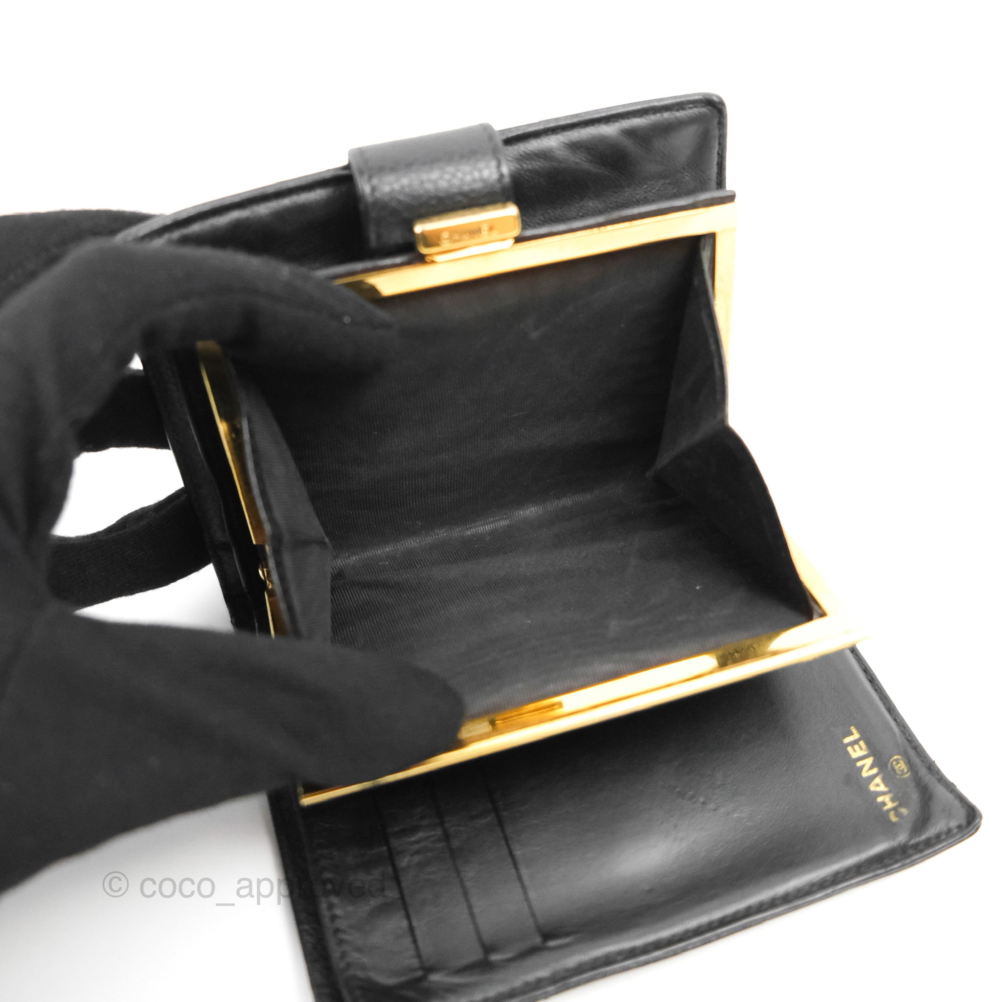 Chanel Vintage CC Wallet Black Caviar Gold Hardware – Coco