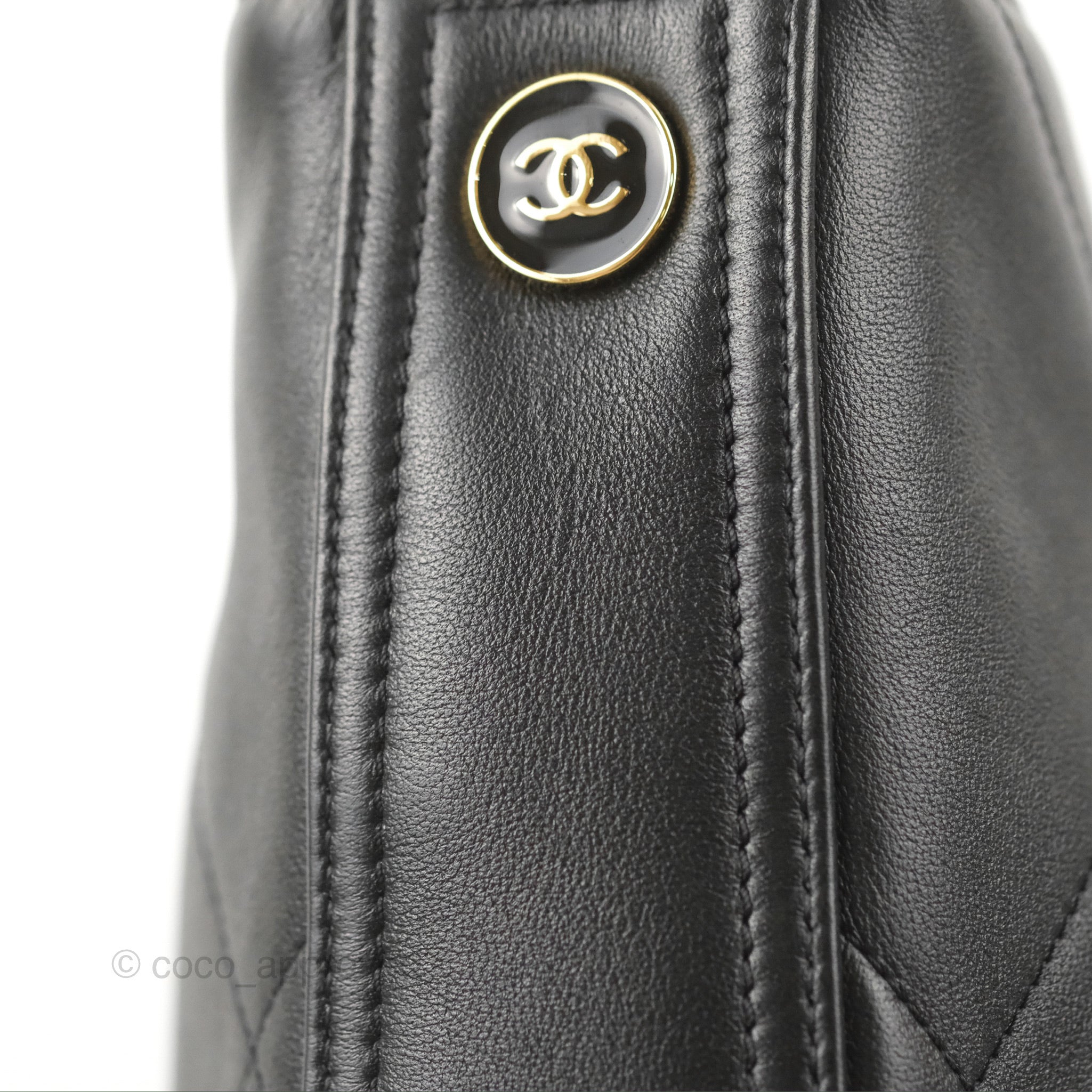 CHANEL Calfskin Stitched Large Button Up Hobo Black 340258