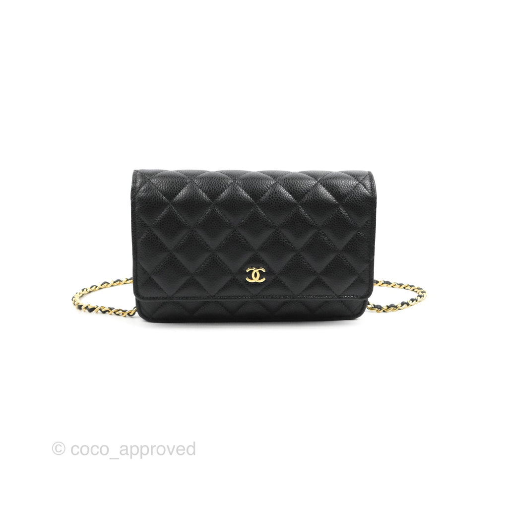 Chanel Quilted Classic Wallet on Chain WOC Black Caviar Gold Hardware