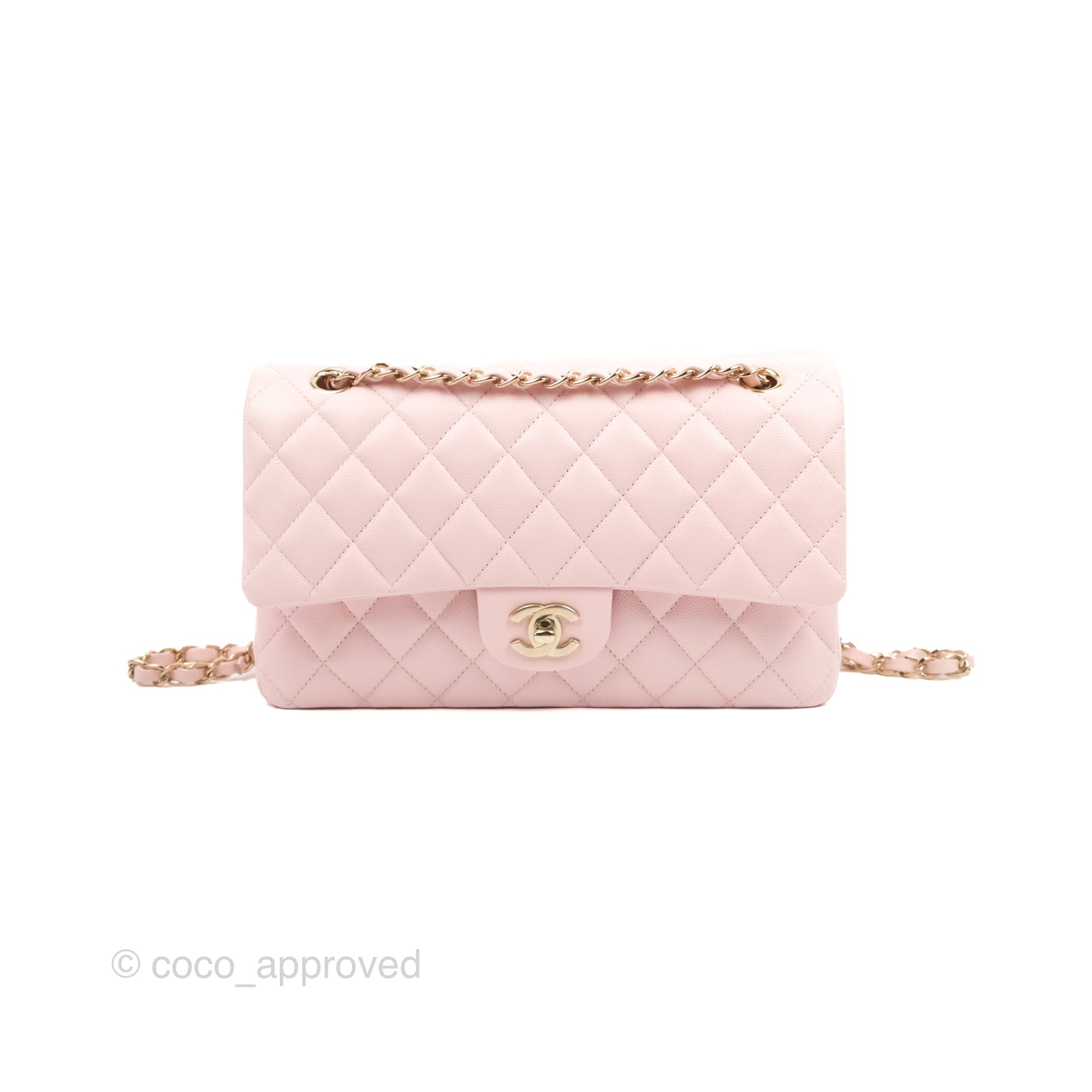 Chanel Classic M/L Medium Flap Quilted Light Pink Caviar Gold Hardware – Coco  Approved Studio