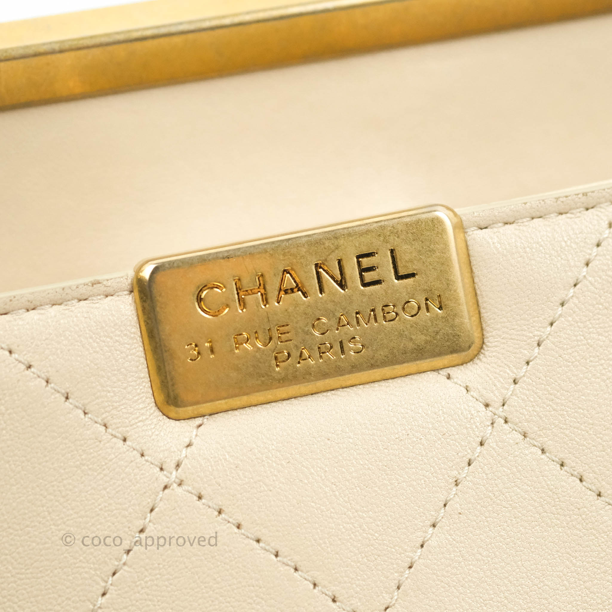 Chanel Small Flat Quilted Coco Luxe Flap Bag Light Beige Aged Gold Har – Coco  Approved Studio