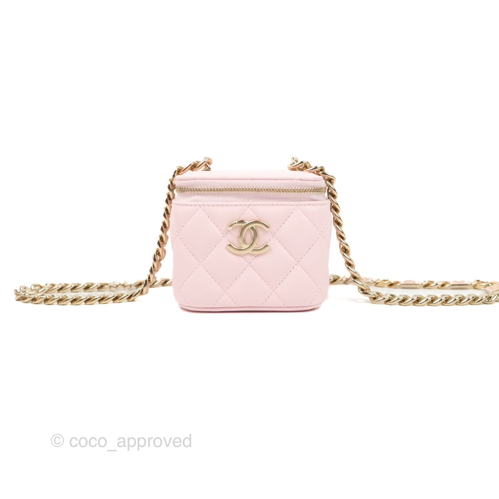 Chanel Mini Vanity With Coco Chain Light Pink Lambskin Gold Hardware