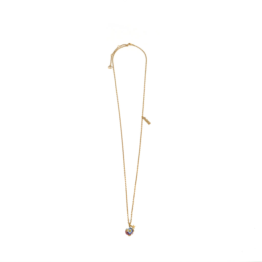 Christian Dior J'Adior Cloisonne Metal/Enamel Necklace Antique Gold Tone