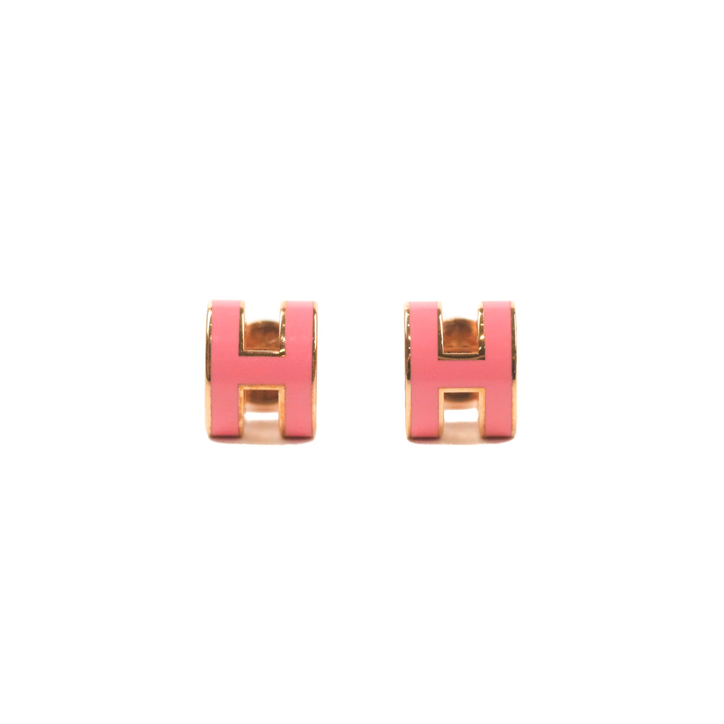 Hermès Mini Pop H Earrings Rose Azalee Rose Gold Hardware