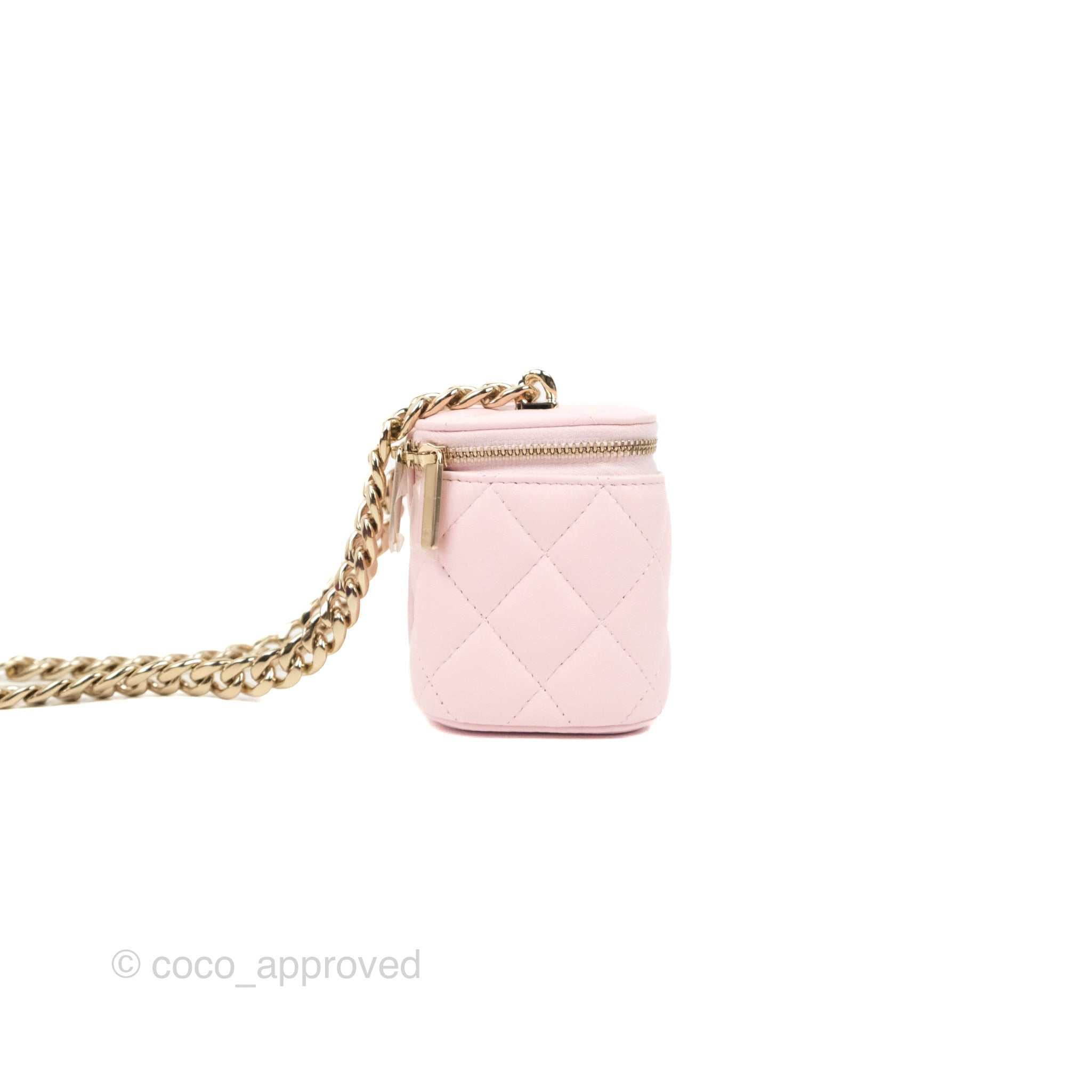 CHANEL Pink Caviar Mini Vanity Case Chain Bag Gold Hardware