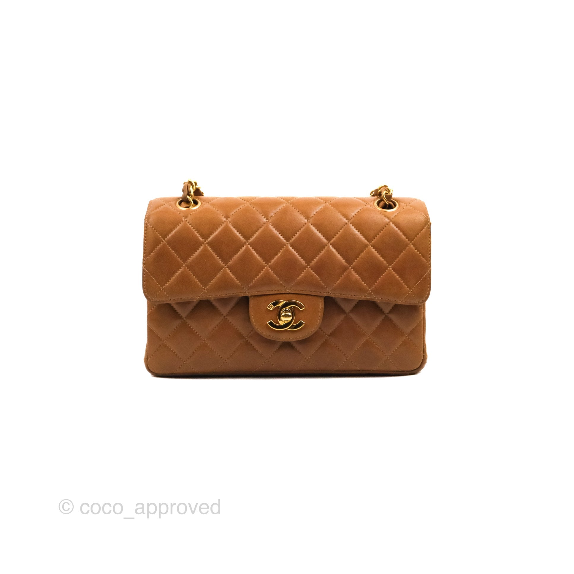 Chanel Vintage Double-sided Small Flap Brown Caramel Lambskin 24K Gold  Hardware