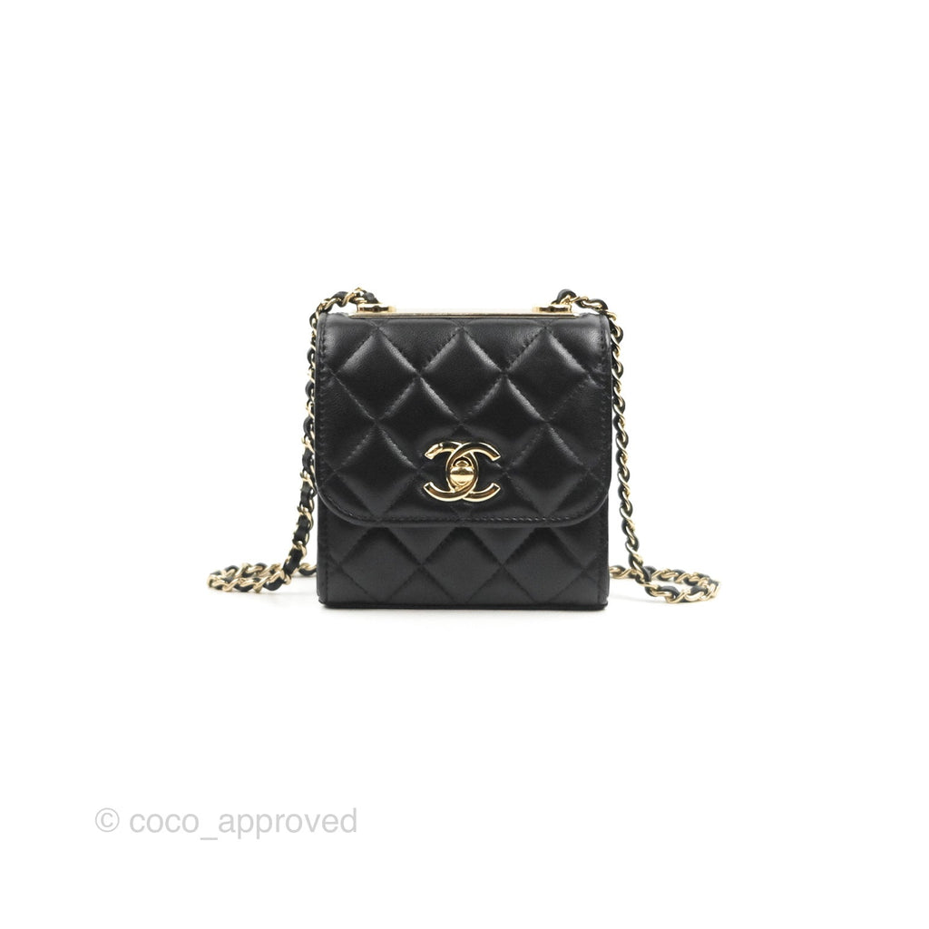 Chanel Mini Quilted Trendy CC Clutch With Chain Black Lambskin Gold Hardware