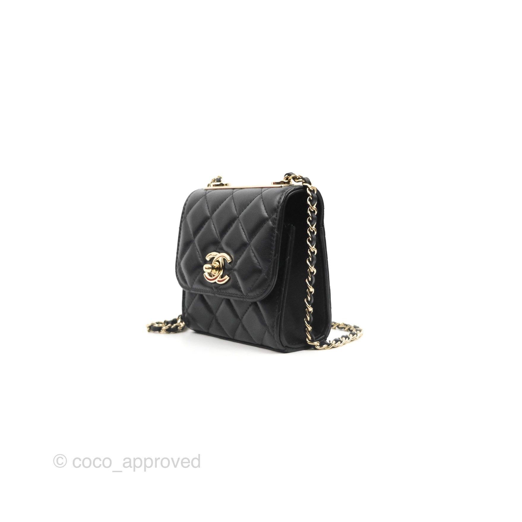 CHANEL Lambskin Quilted Small Beauty Box Clutch With Chain Black